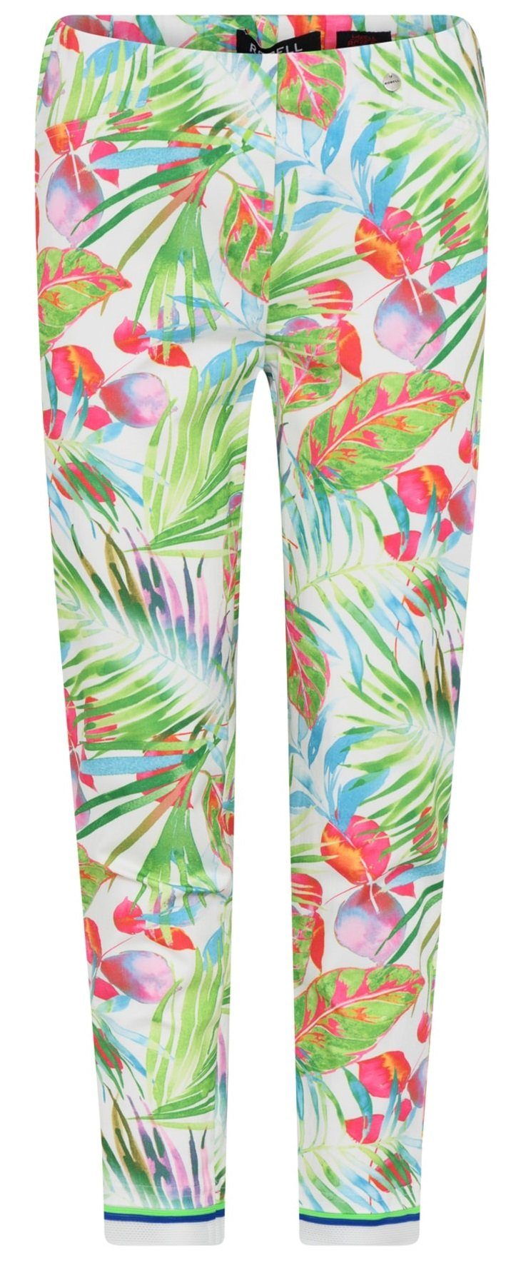 ROBELL Stretch-Hose Rose09-53435-54768, leichte Sommerhose mit tropischen Druck Capri Hose, sommerlich, bunt