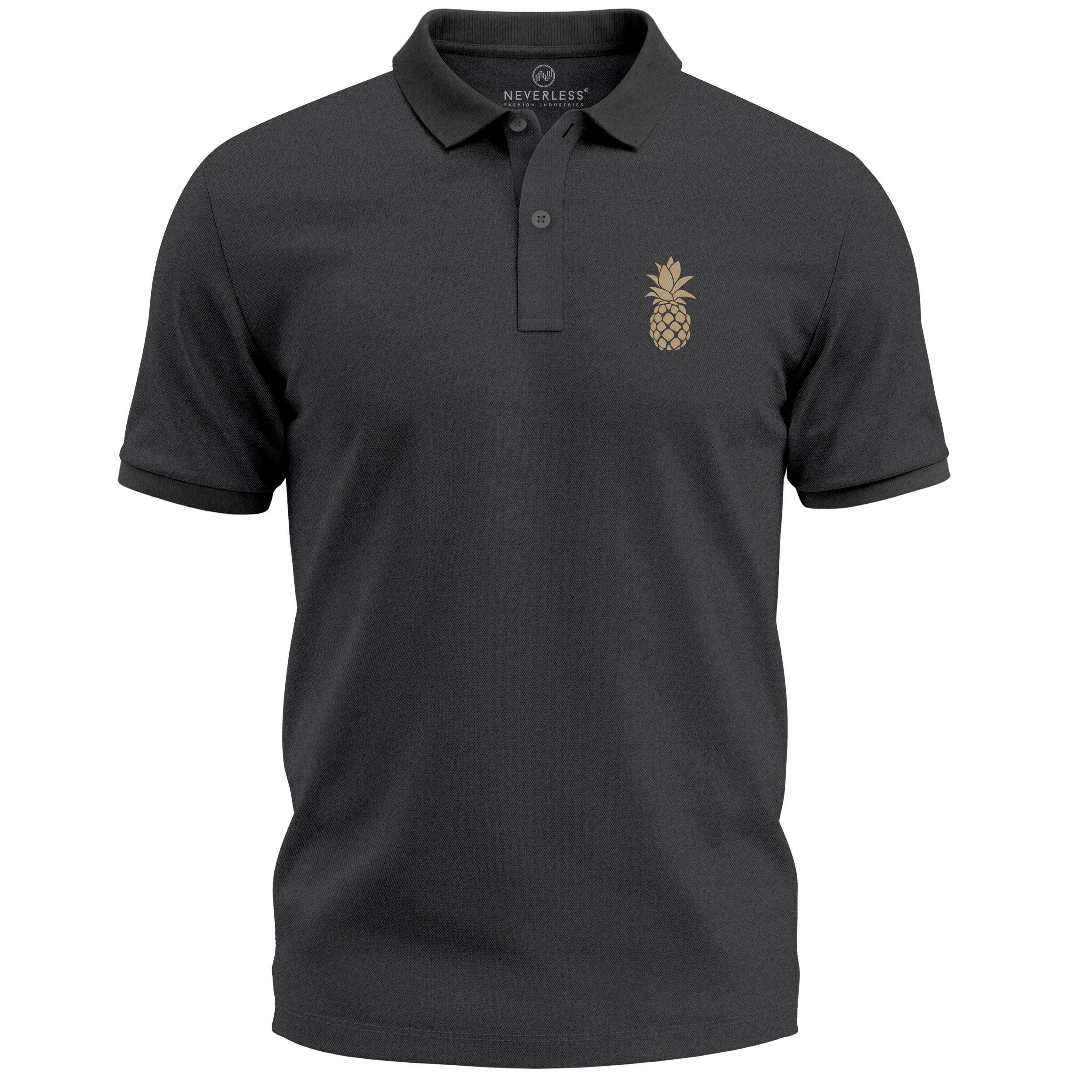 Neverless Poloshirt Poloshirt Herren mit Ananas günstig online kaufen