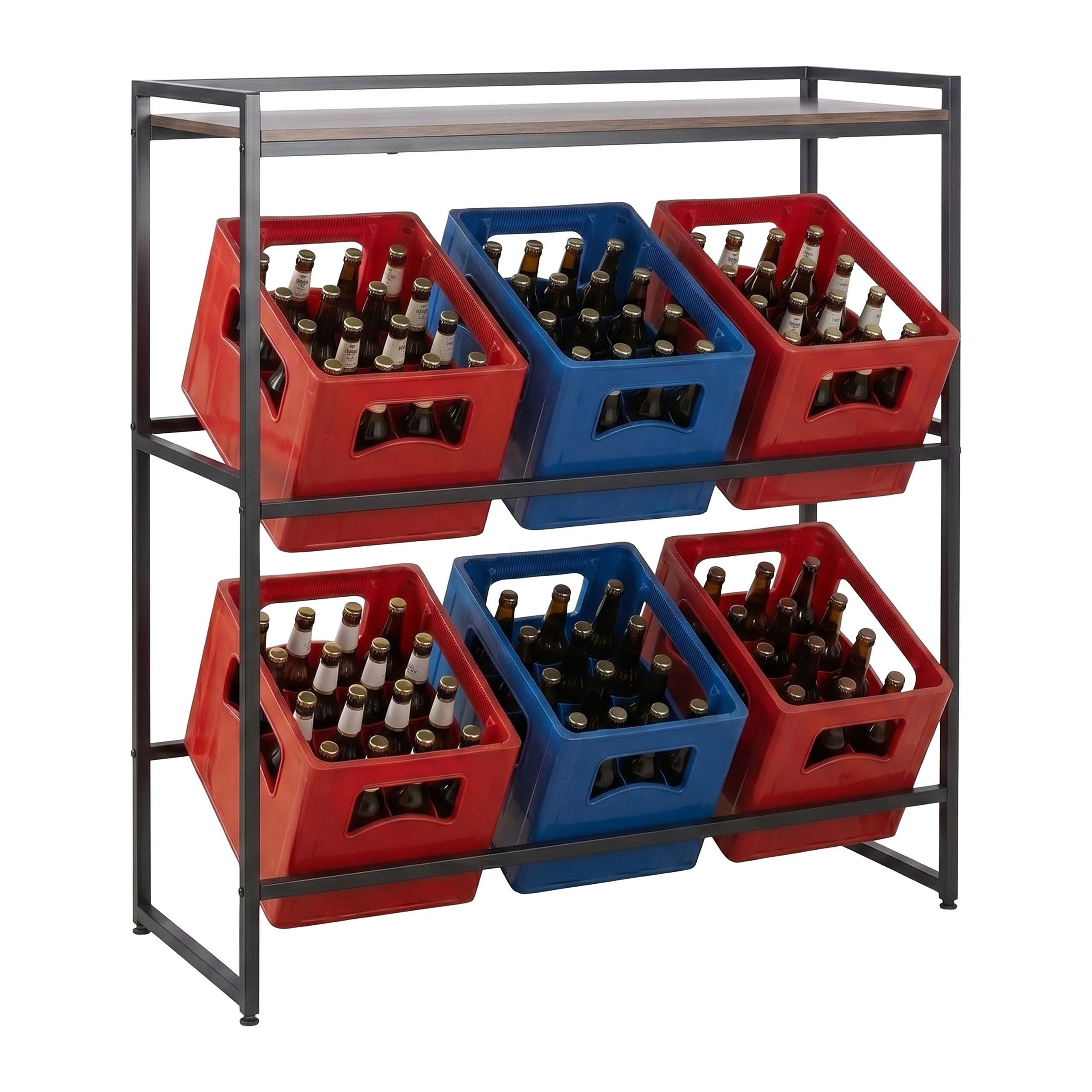 relaxdays Kastenständer Getränkekistenregal mit Ablage, 1-tlg., 104 cm breit