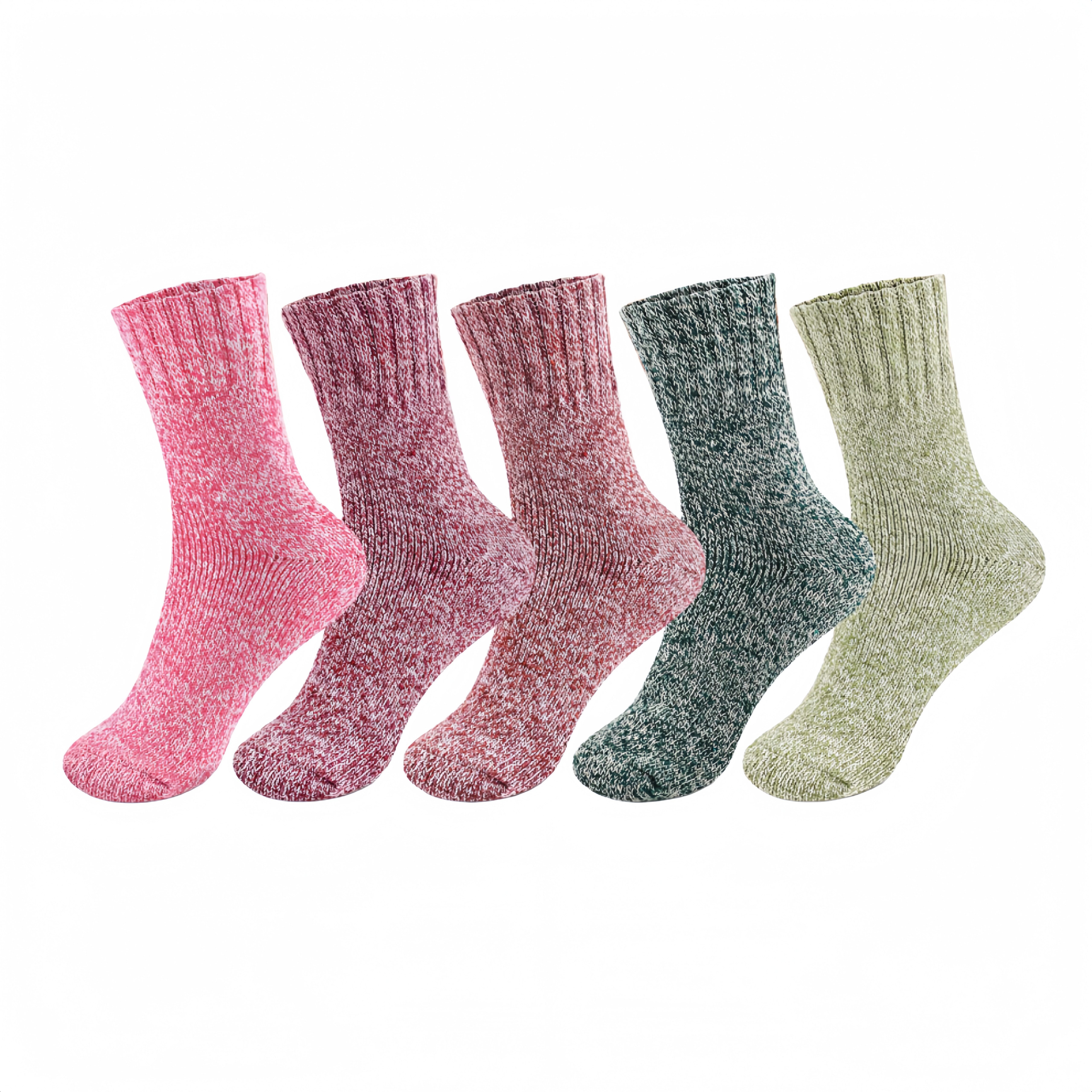 FOUORTUNATE-BEE Thermosocken 5 Paar Damen-Wintersocken, dick gestrickt, warm und bequem, EU 35-42 (5-Paar) Atmungsaktive, weiche Wintersocken für gemütliche Füße im Winter