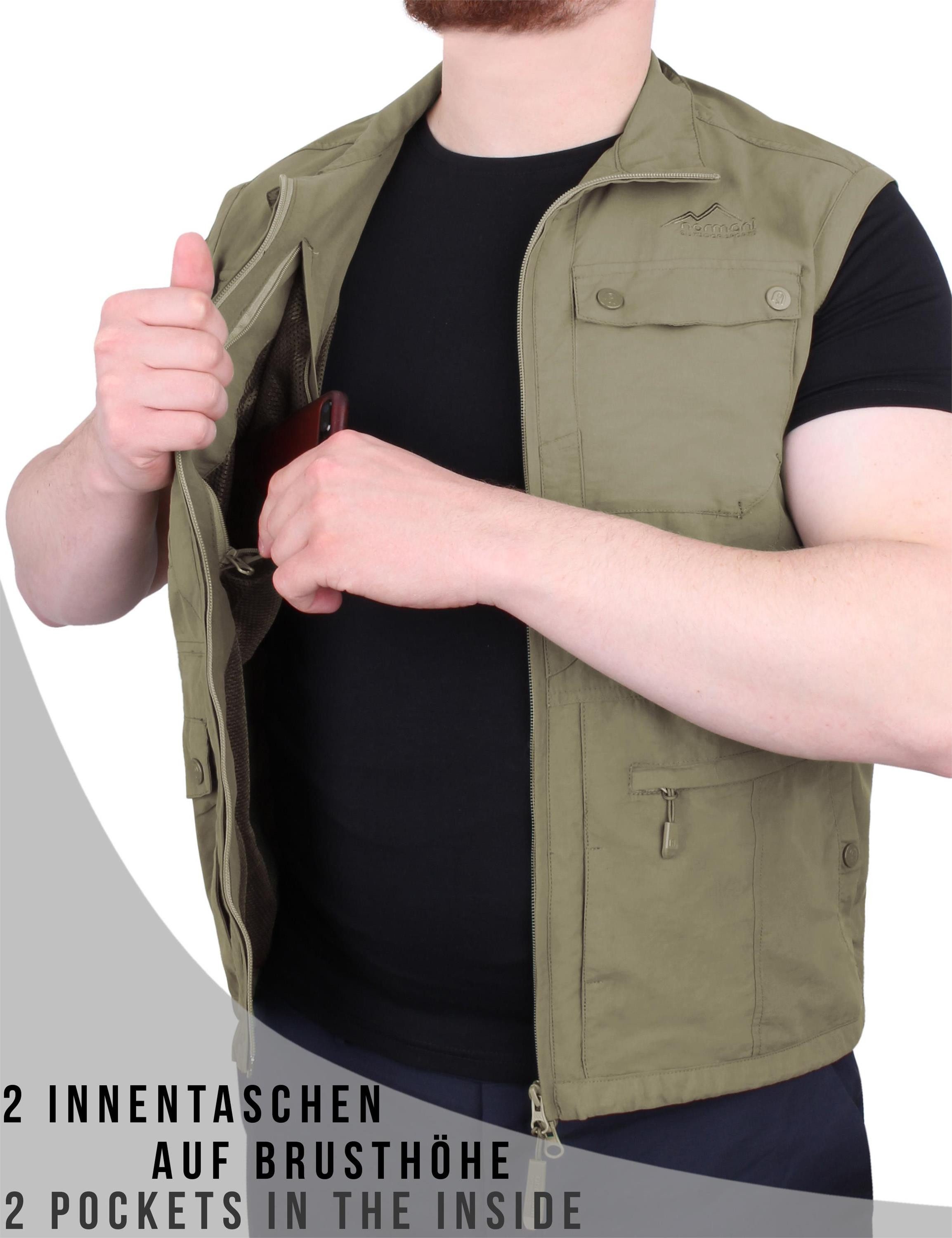 normani Funktionsweste Herren Outdoor Weste Kudu Reise Sommerweste Wanderweste Freizeitweste Sonnenschutzfaktor UPF 50+