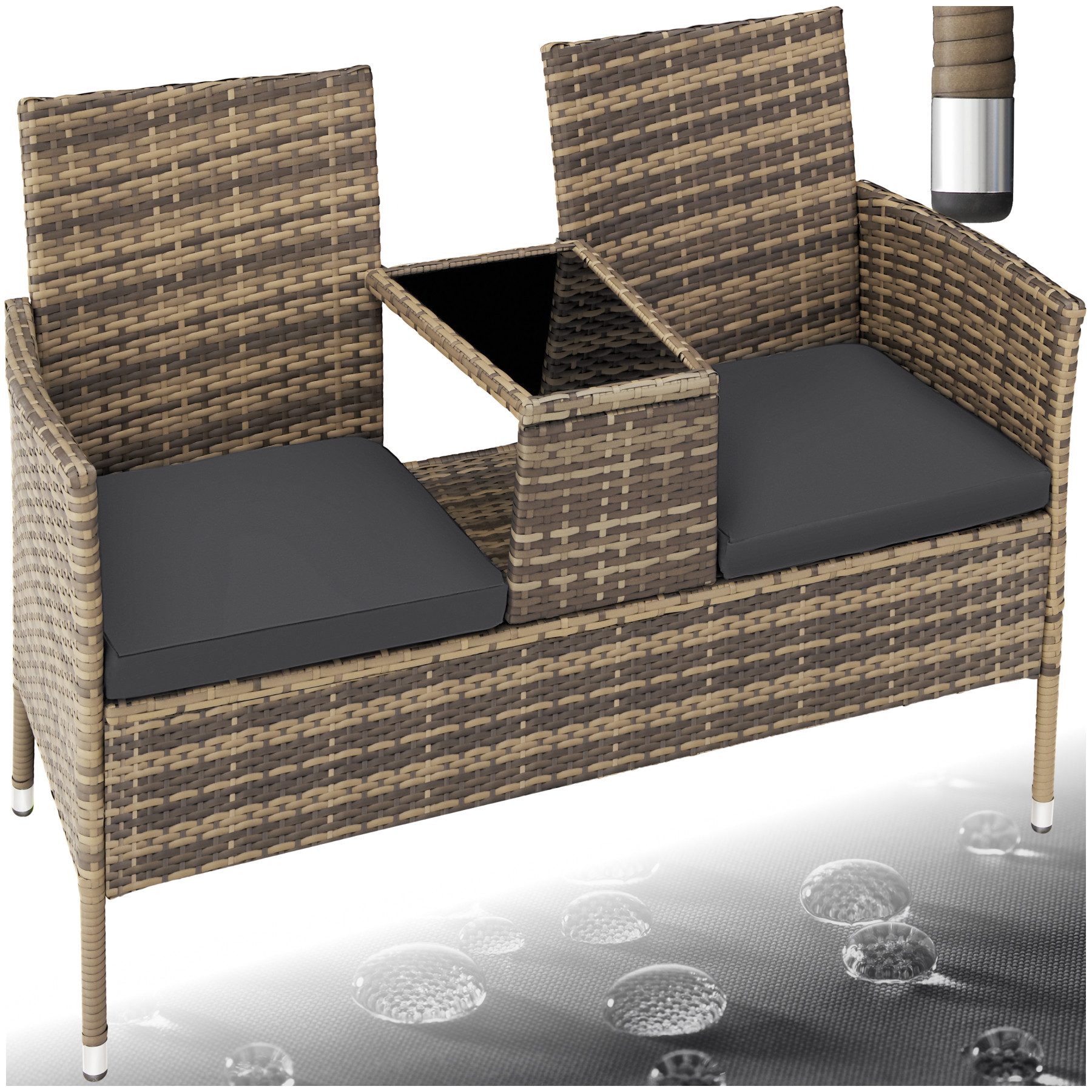 tectake Rattanstuhl Rattan Gartensitzbank (Set, 1 günstig online kaufen