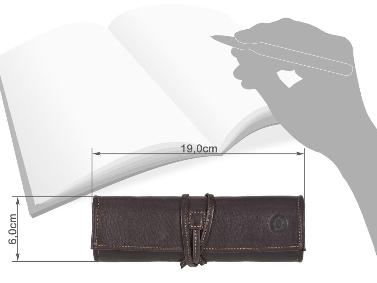 Sonnenleder Schreibgeräteetui Fichte, Stiftetui, Stiftrolle, Stifttasche, süddeutsches Rindleder