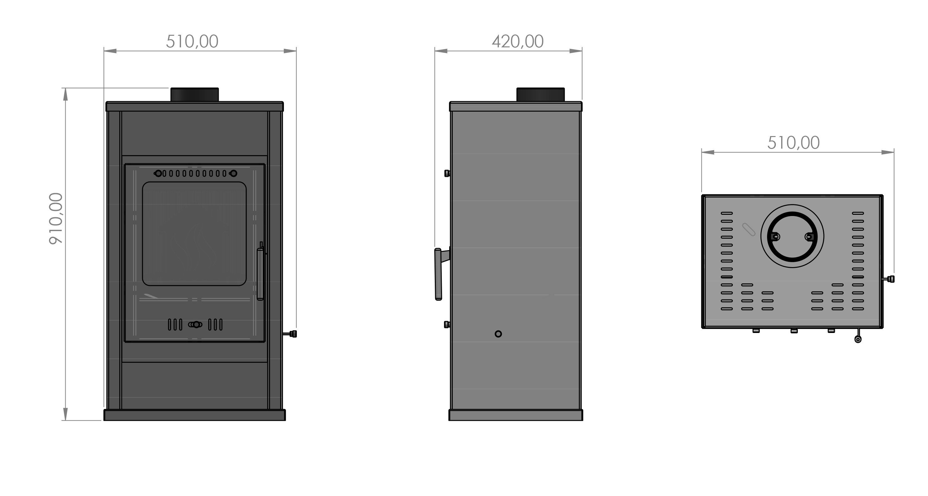 moeby24 Kaminofen Kamin A+ - kW, Ofen 7 Assos, und EEK BimSchV 7,78 Anthrazit 130mm Holz Brennstoff: Rauchrohr 1-2 (1-tlg), Kaminofen KW Kamin, Braunkohle