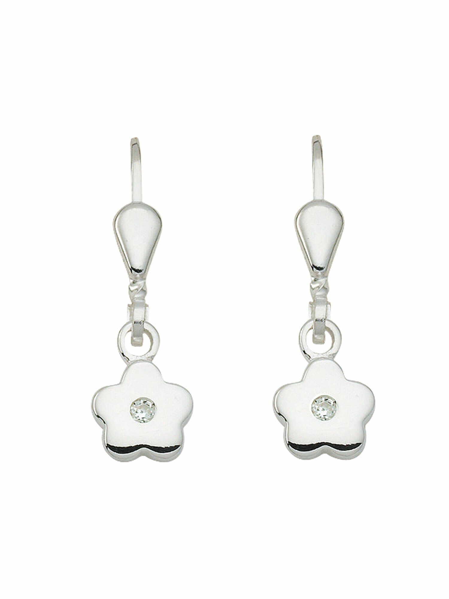 Adelia´s Paar Ohrhänger 925 Silber Ohrringe Ohrhänger Blüte mit Zirkonia,  mit Zirkonia Silberschmuck für Damen