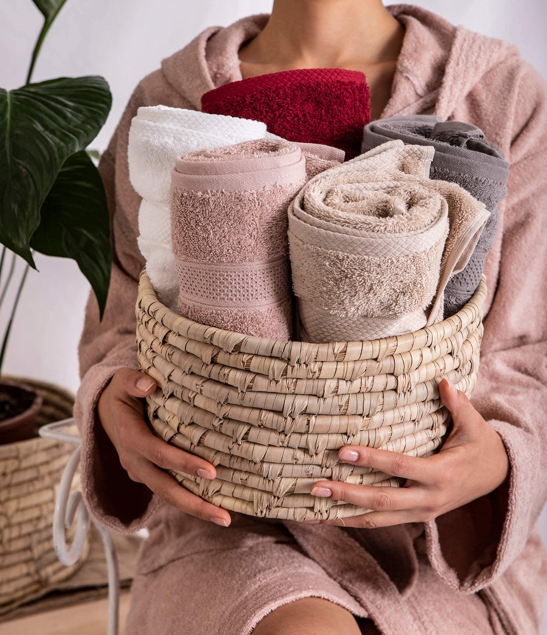 Rosa (Packung, Leich, Seiftuch Weich, 100% 10-tlg., Baumwolle 16x21 cm), Komfortec Waschhandschuhe aus Schnelltrocknend Set Frottee,