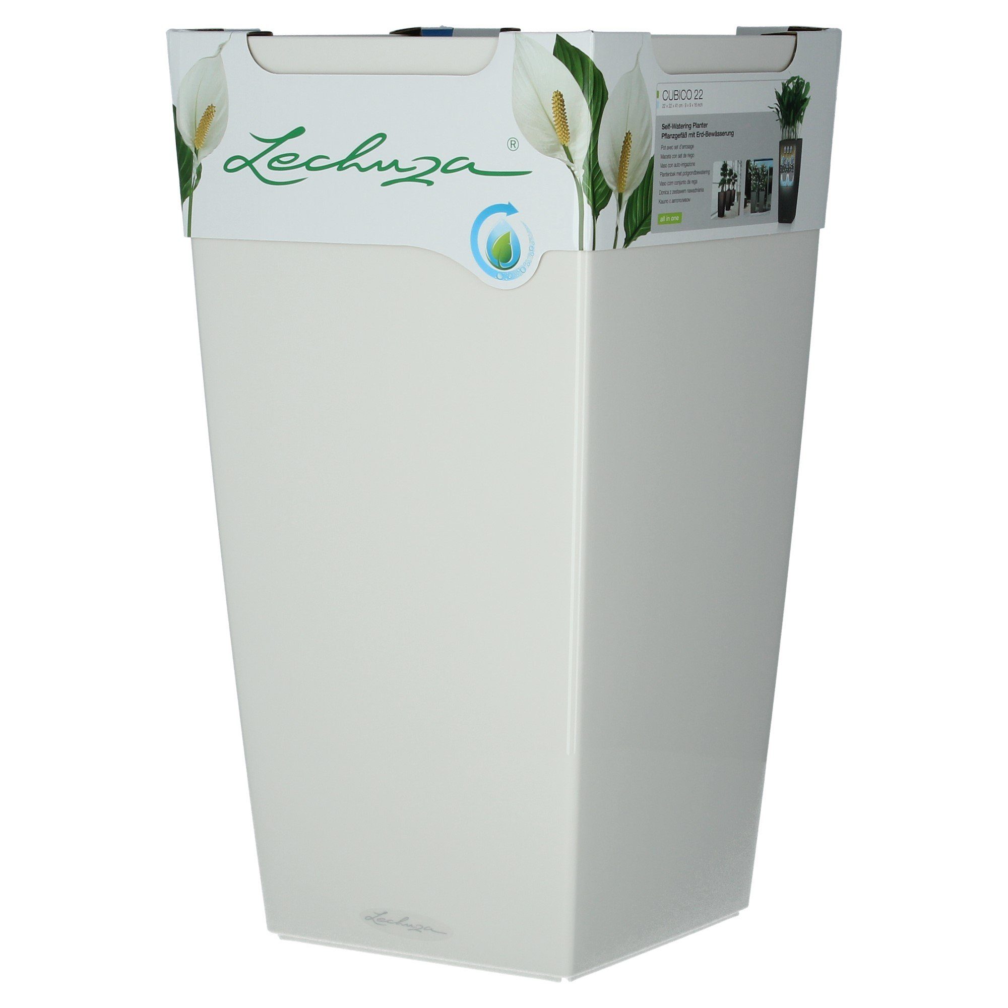 Lechuza® Pflanzkübel Lechuza Blumentopf hoch Cubico 22 weiß Hochglanz (1 St)