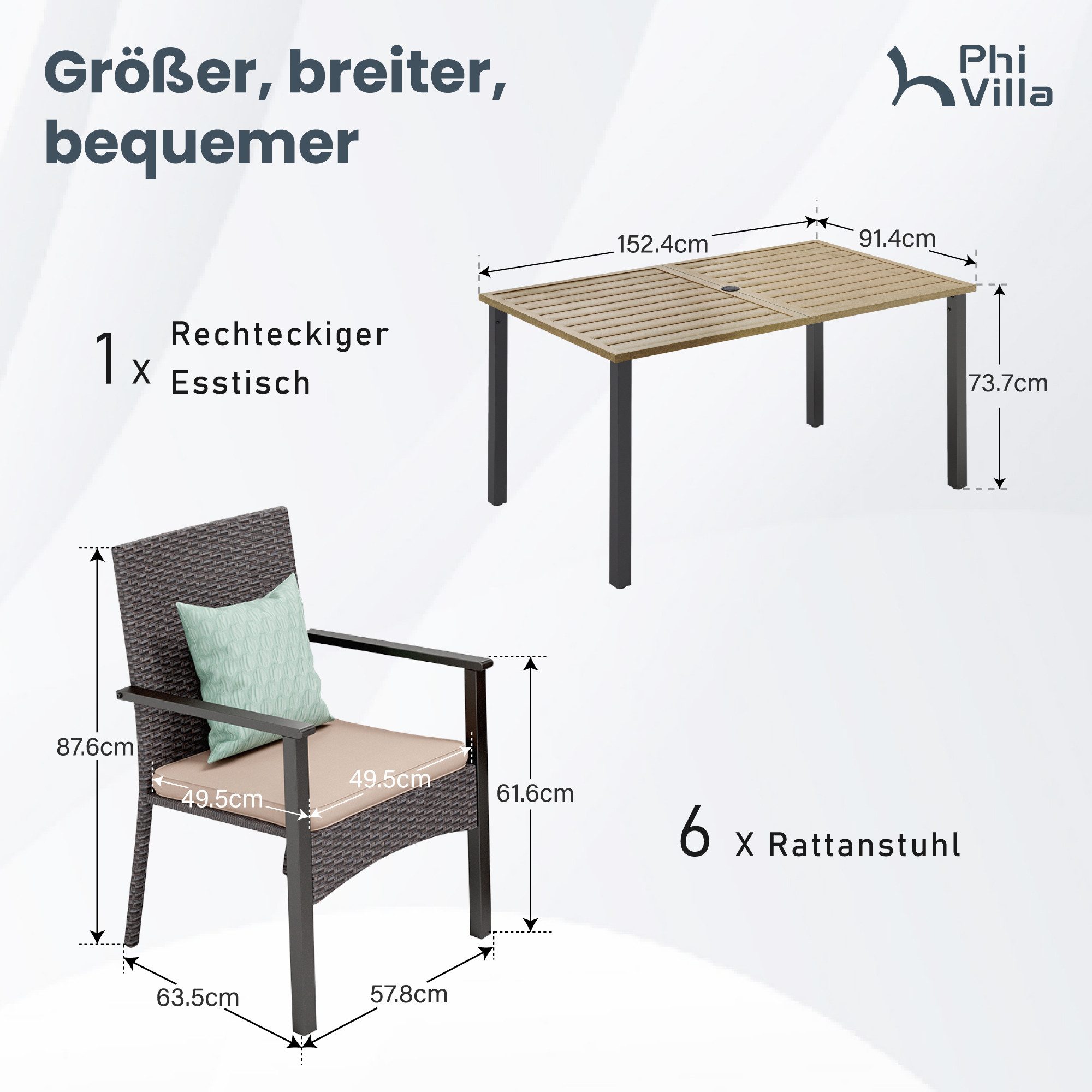 PHI VILLA Garten-Essgruppe, (für 6 Personen günstig online kaufen