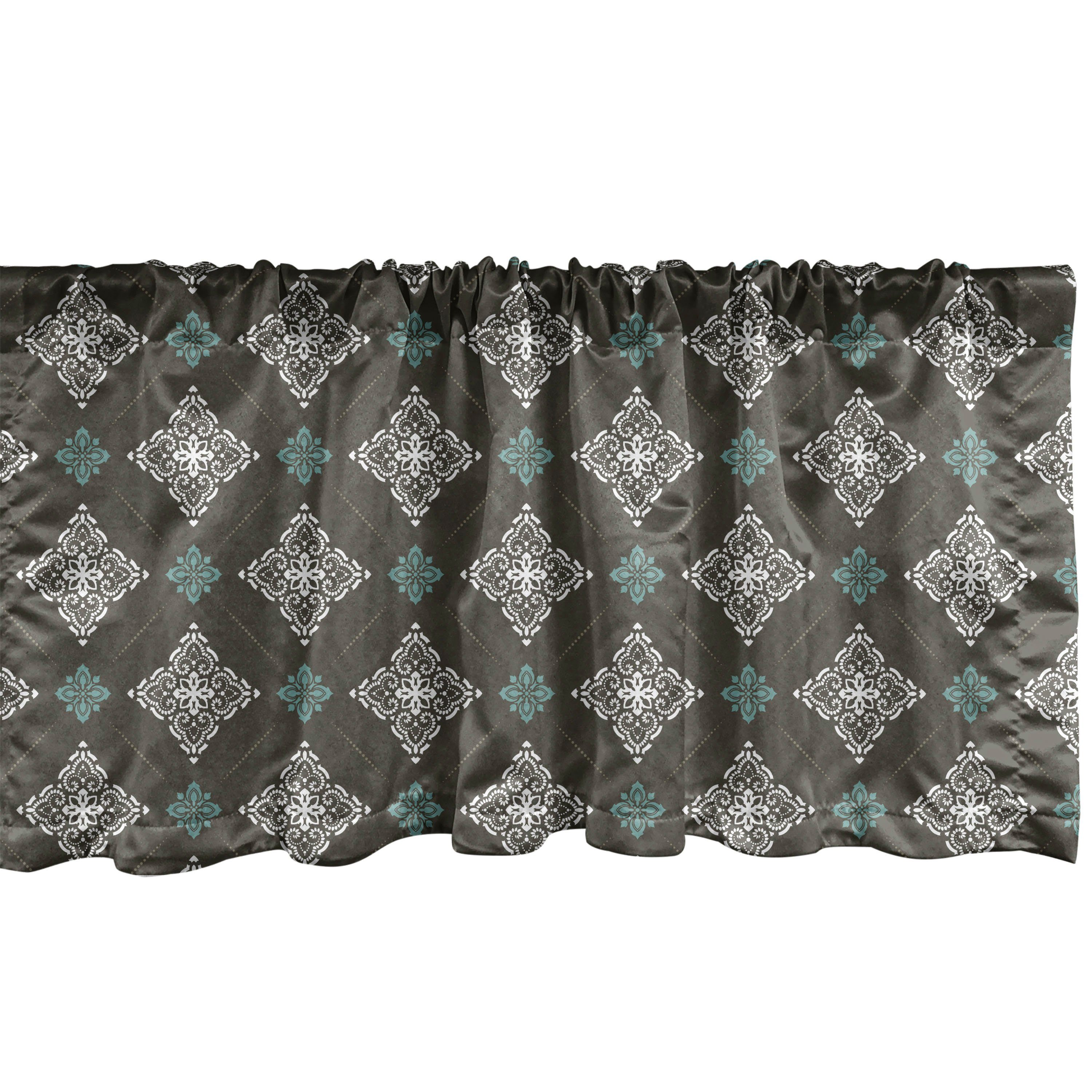 Scheibengardine Vorhang Volant für Schlafzimmer Küche Symmetrische Victorian Stangentasche, Microfaser, Dekor Rokoko Abakuhaus, mit Damast