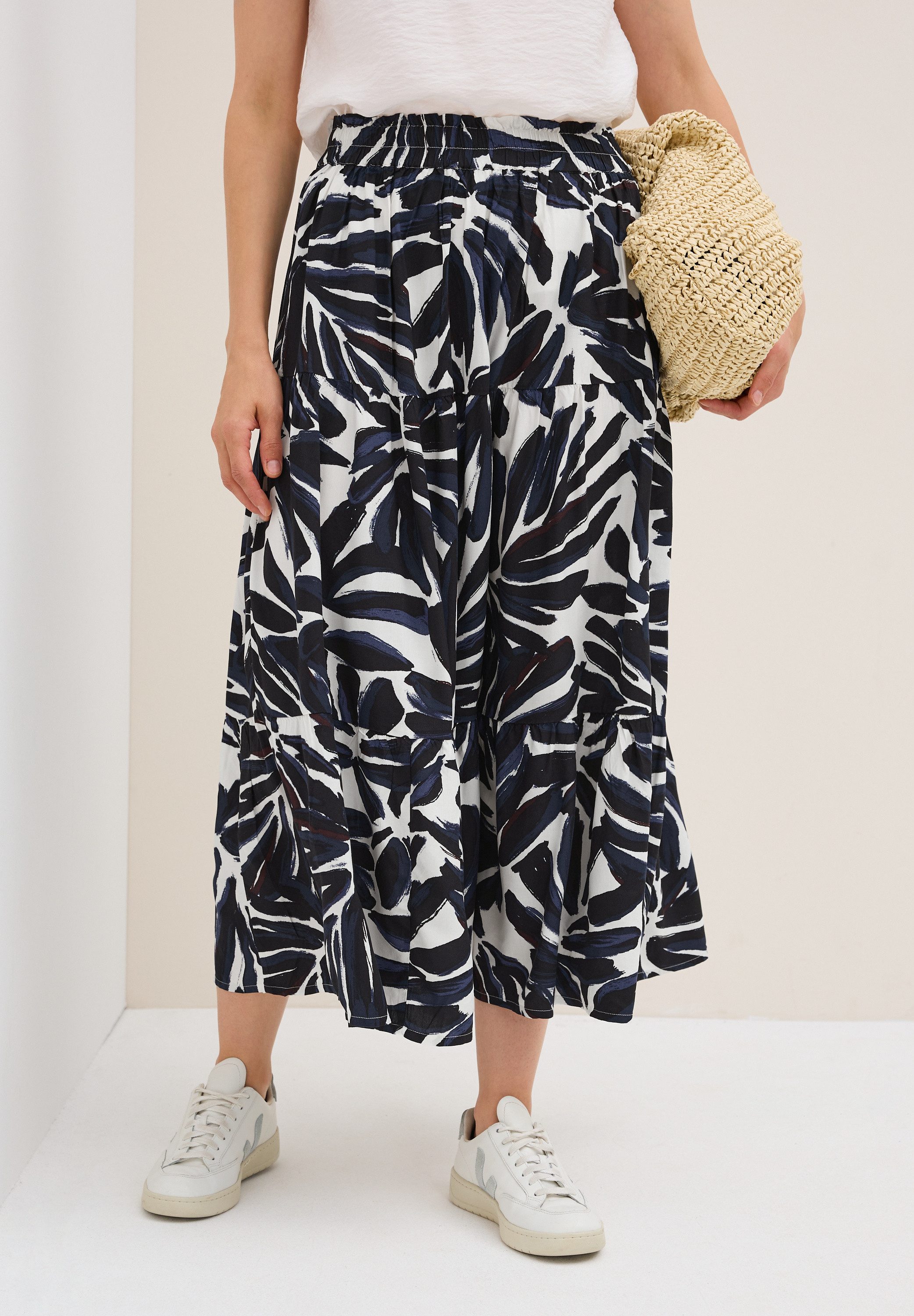 CECIL Maxirock mit Volants und grafischem Muster günstig online kaufen