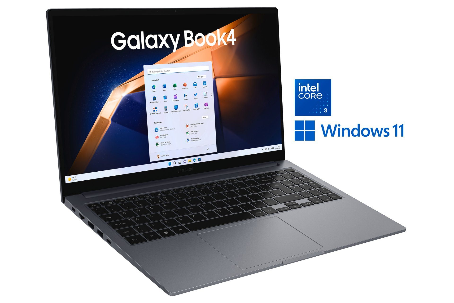 Samsung Galaxy Book4 15,6'' (NP750X) Core i3 8GB 256GB Notebook (39,6 cm/15,6 Zoll, Intel Core i3, Intel Graphics, 256 GB SSD)