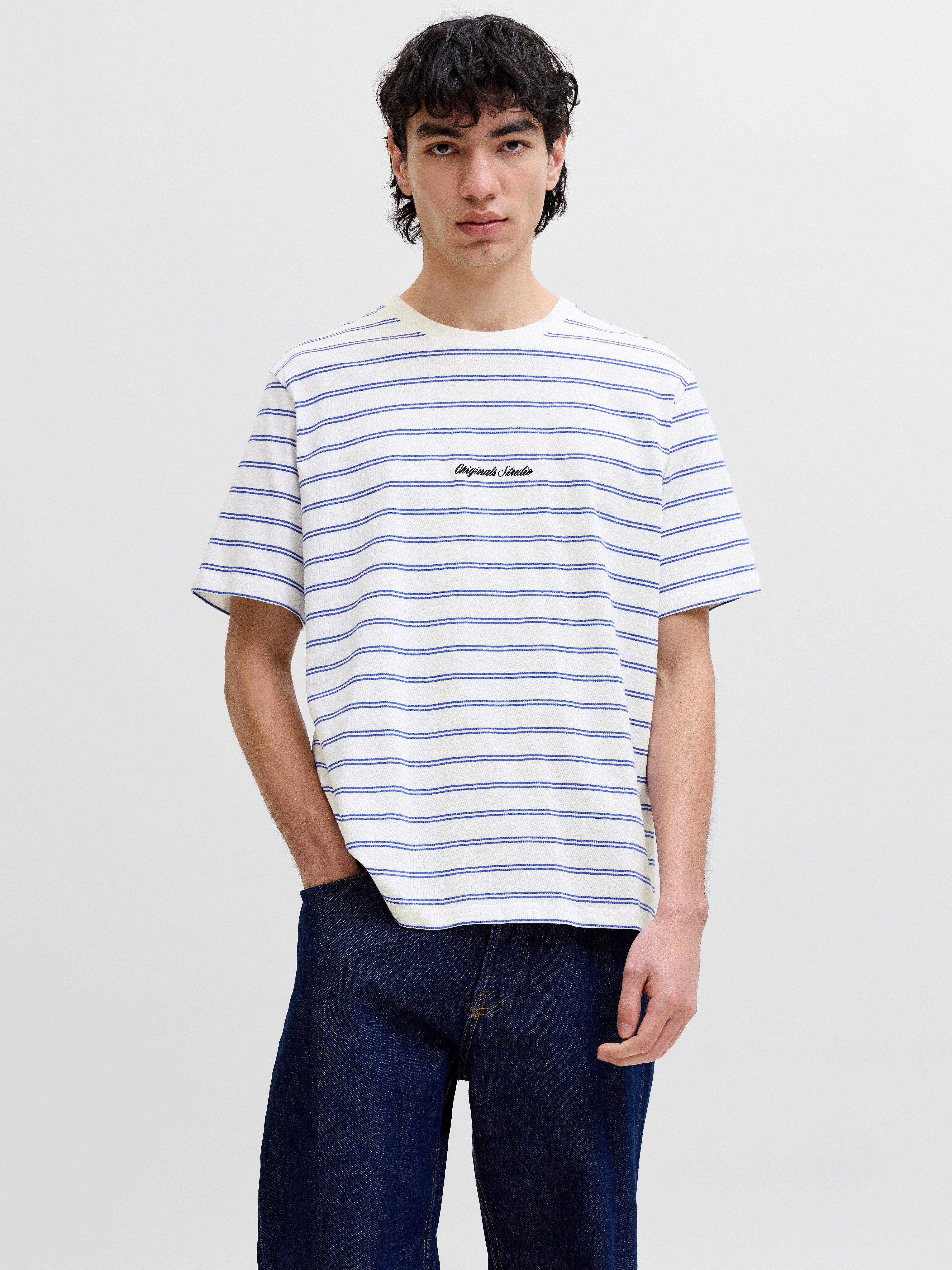 Jack & Jones T-Shirt JORNORREBRO STRIPE TEE SS CN LN Baumwolle, relaxed fit