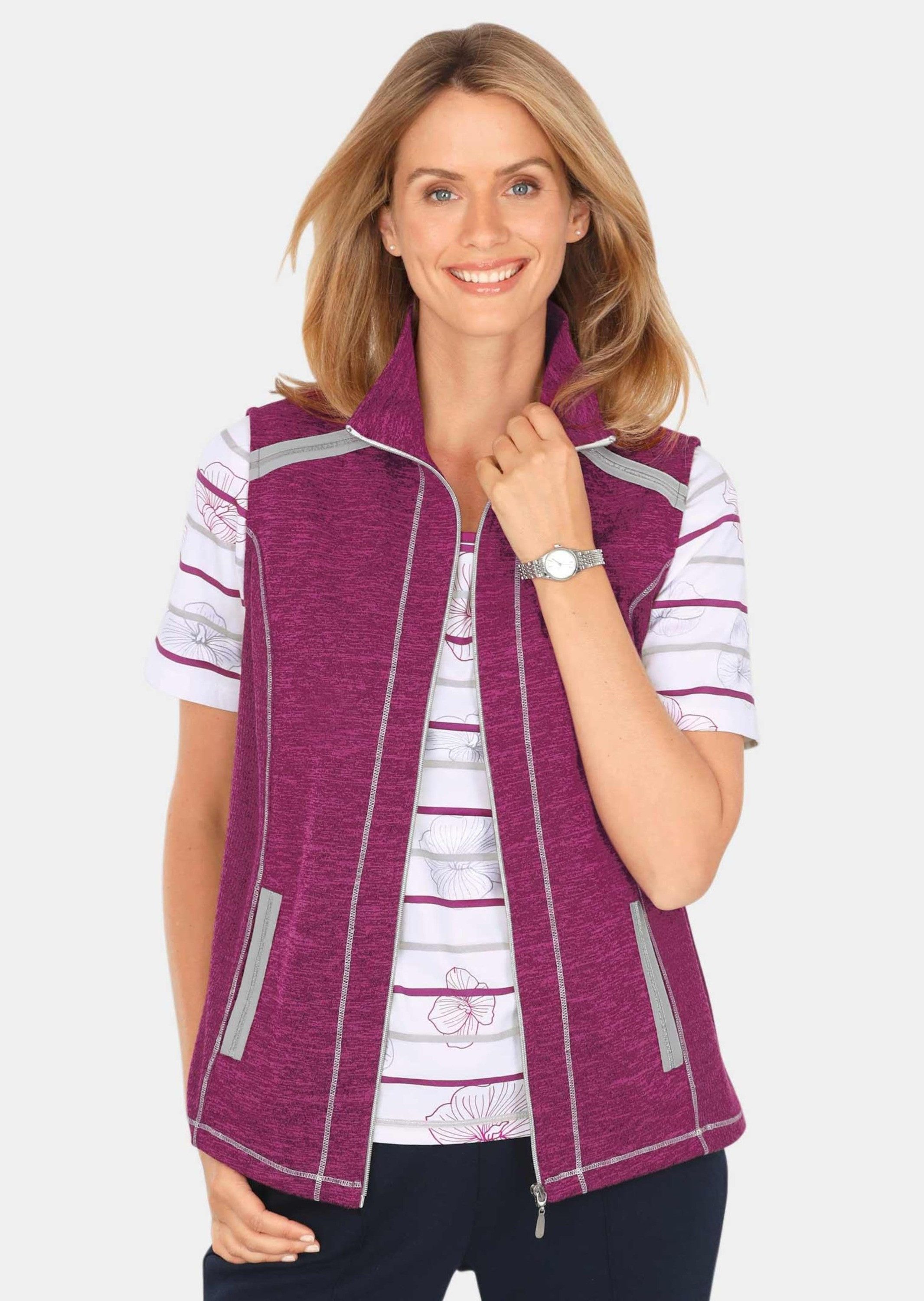 GOLDNER Kurzweste Freizeitweste aus wärmenden Strickfleece mit Stehkragen günstig online kaufen