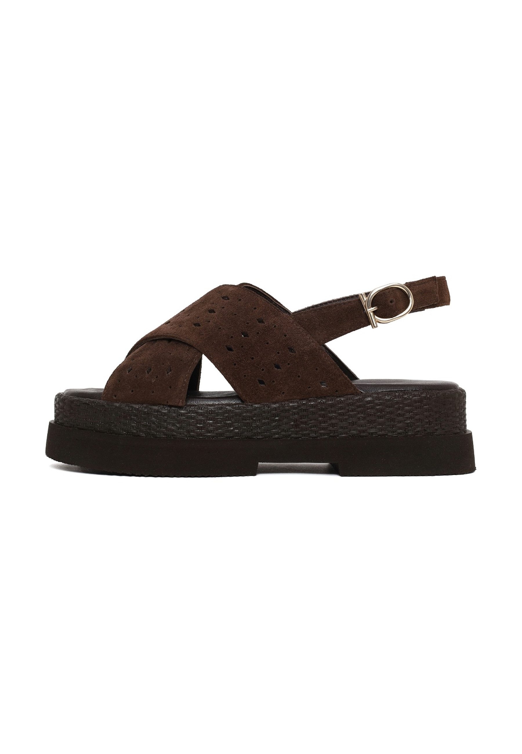 Keilabsatz-Sandalen aus Veloursleder Sandale