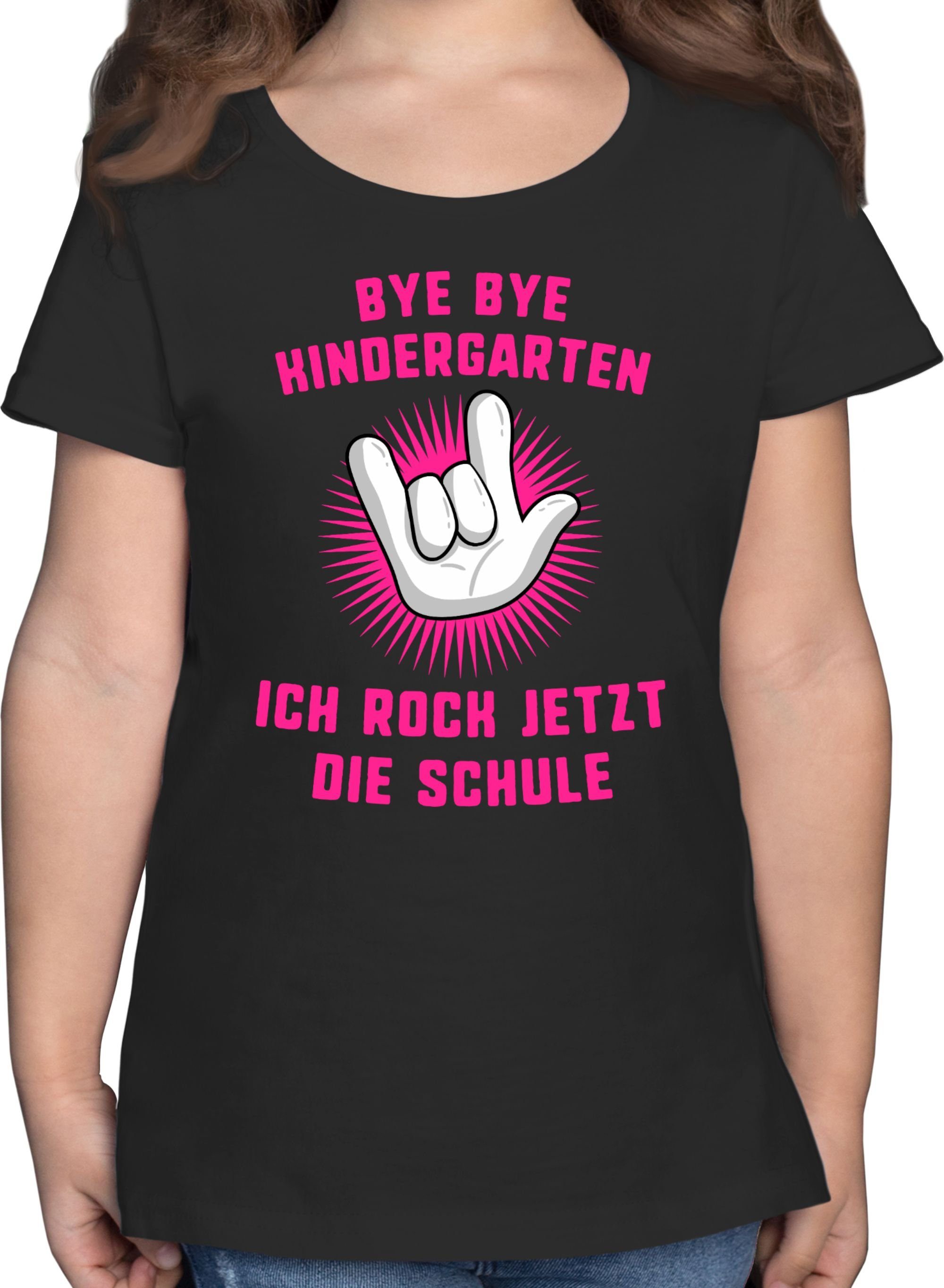 Shirtracer T-Shirt Bye Bye Kindergarten ich rock jetzt die Schule fuchsia Einschulung Mädchen 3 Schwarz | T-Shirts