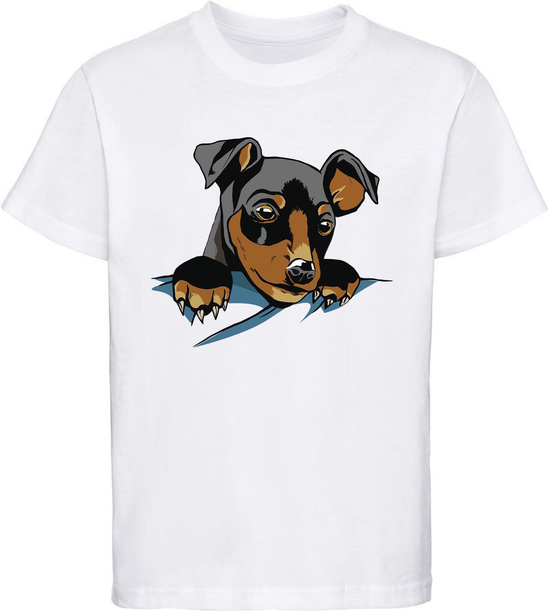 Print-Shirt Welpe bedrucktes MyDesign24 Süßer mit weiss Hunde - T-Shirt Aufdruck, i227 Baumwollshirt Kinder