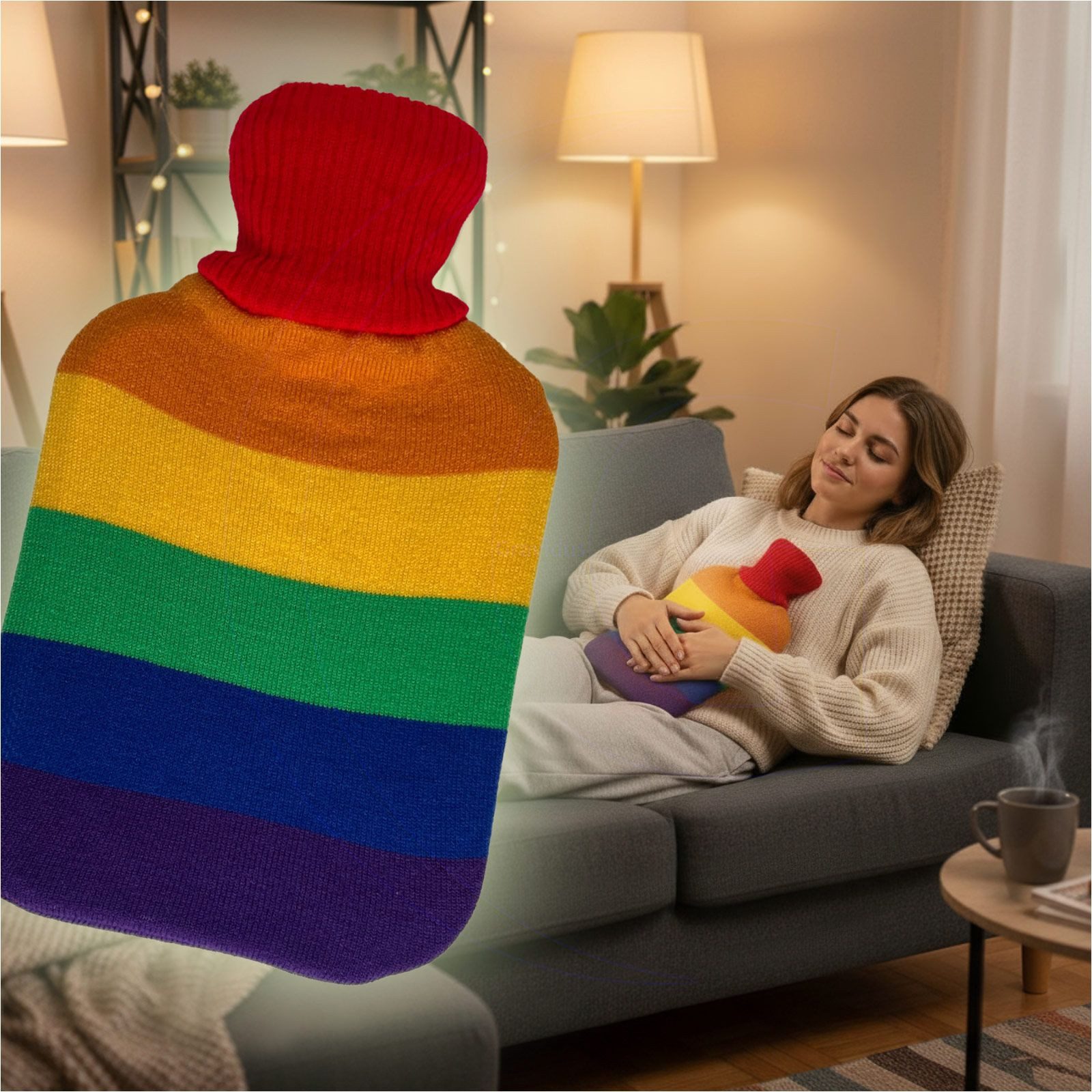 Gravidus Wärmflasche Wärmflasche mit Pride-Regenbogenbezug – 2 Liter, weich & wärmend