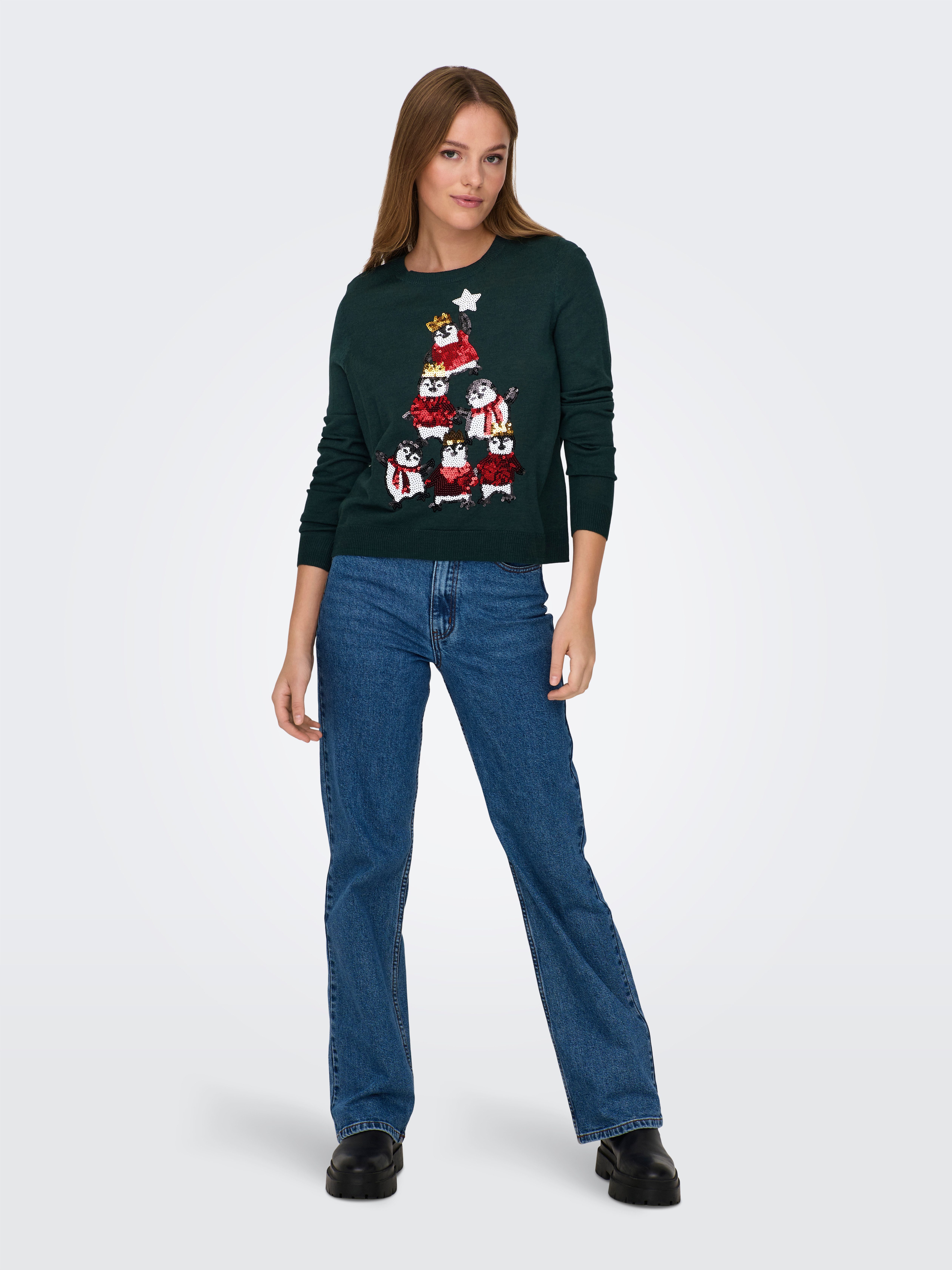 ONLY Weihnachtspullover ONLXMAS PENGUIN TREE LS O-NECK RP KNT