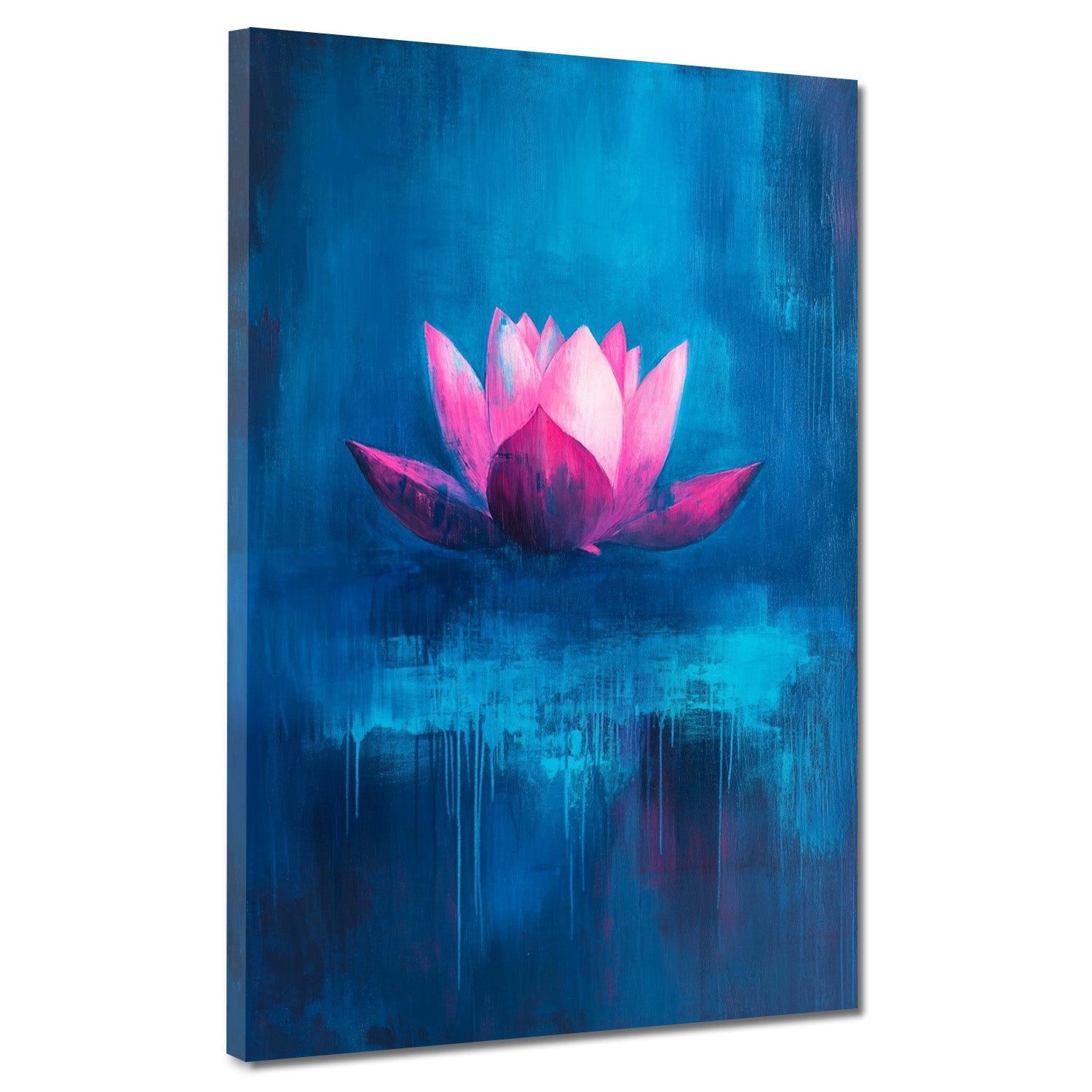 Artedinoi Leinwandbild Lotusblume abstrakt Pink Blau Leinwandbild Wandbild Kunstdruck XL Wand, Lotusblume in Pink-Blau