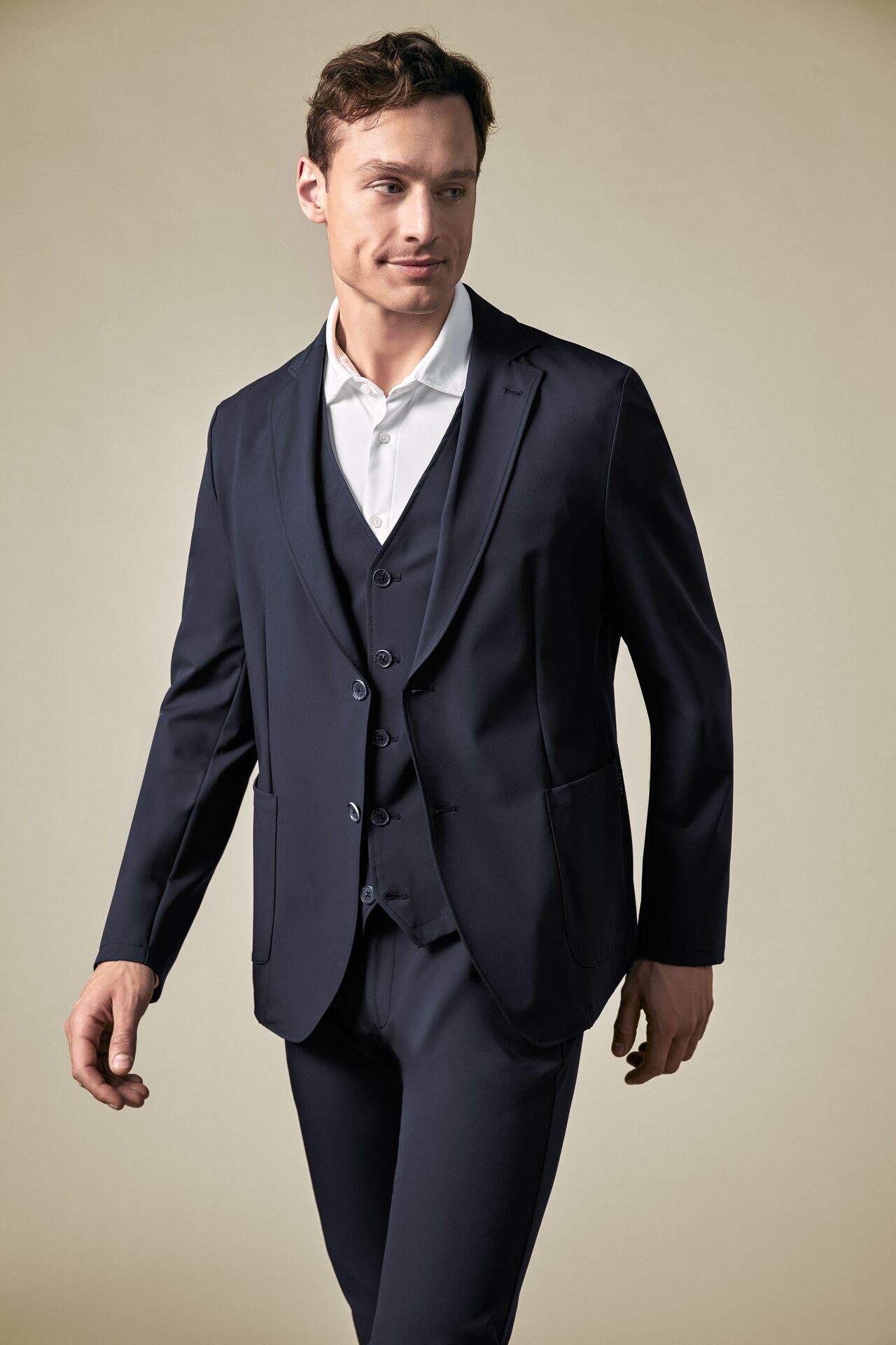 GREIFF Anzugweste Greiff FLOW Herren Business Weste V-Neck Regular Stretch Marine