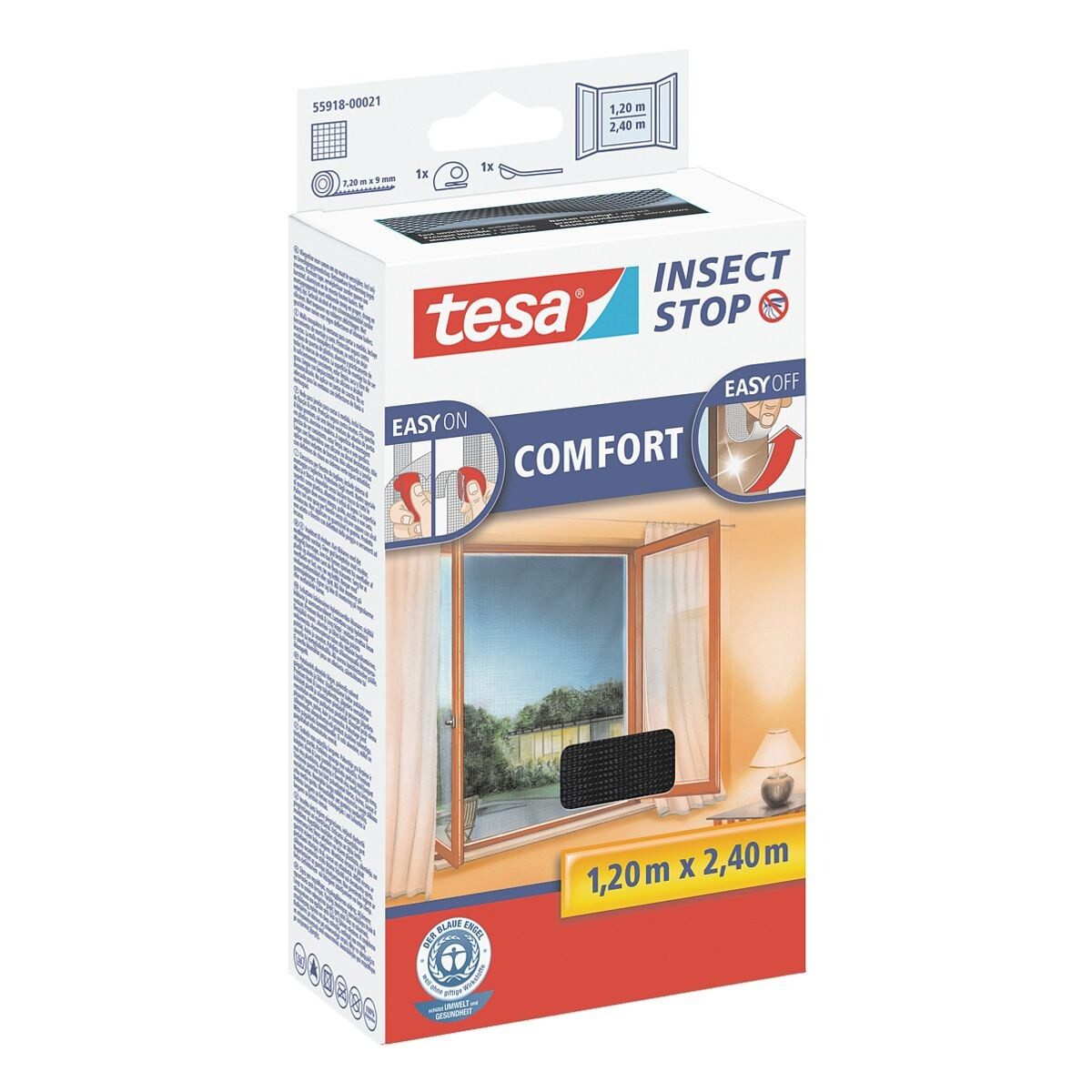 tesa Fliegengitter-Gewebe Insect Stop COMFORT, 1,2/2,4 m, für bodentiefe Fenster