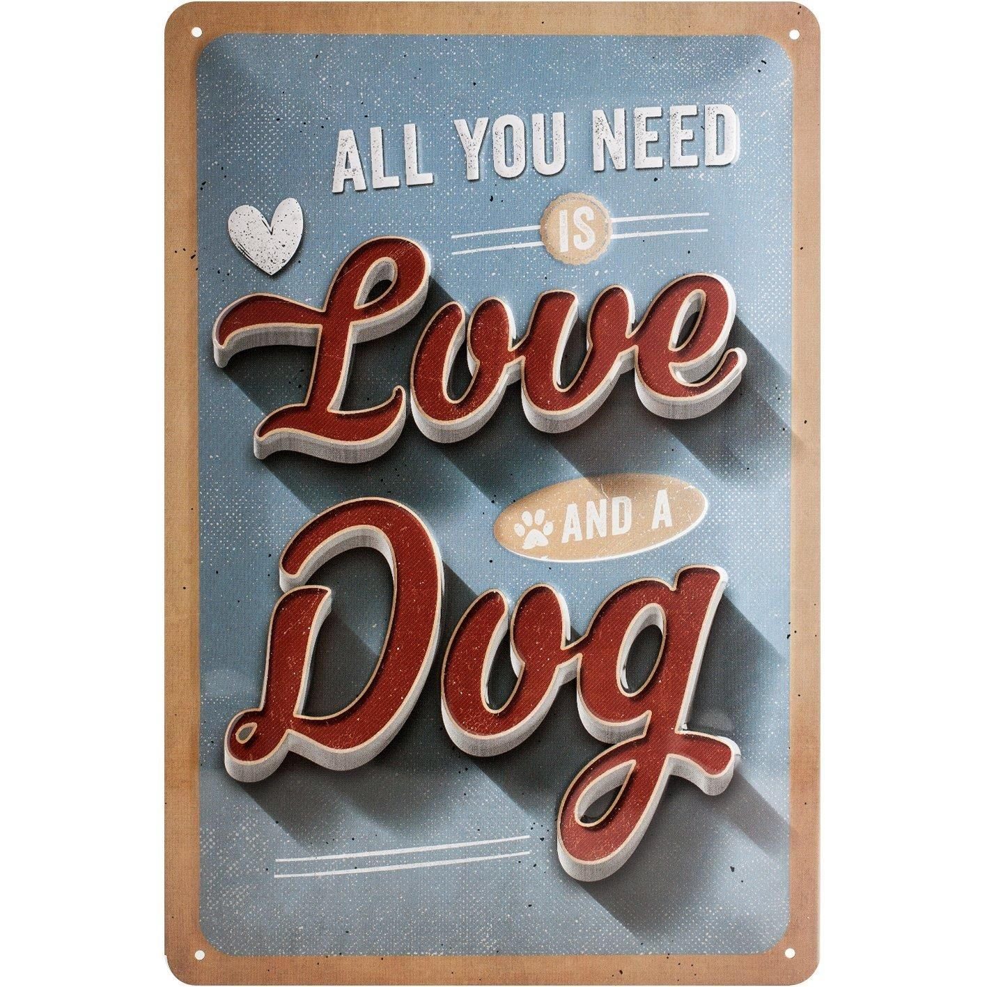 Metallschild Blechschild 20 x 30cm - PfotenSchild - Love Dog