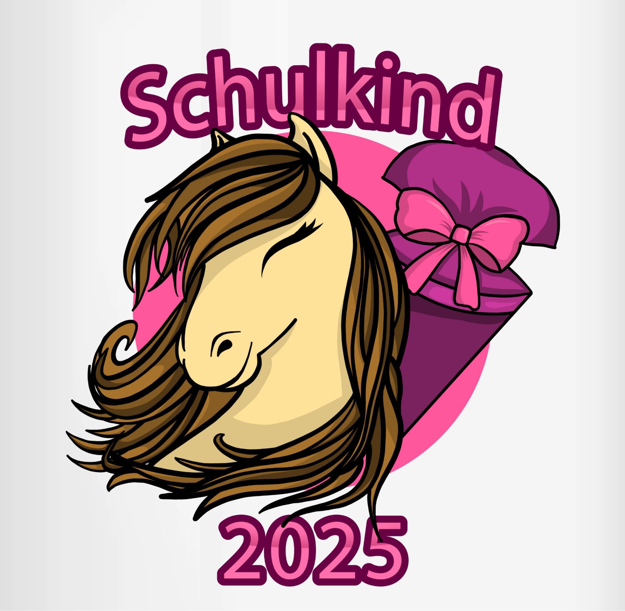Shirtracer Tasse Schulkind 2025 Pferd mit Schultüte, Keramik, Einschulung Geschenk Tasse