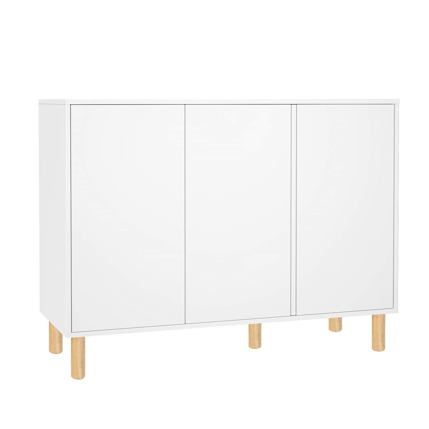 Homfa Sideboard Sideboard Kommode, mit 3 Türen, weiß, 107x40x80cm, aus Holz günstig online kaufen