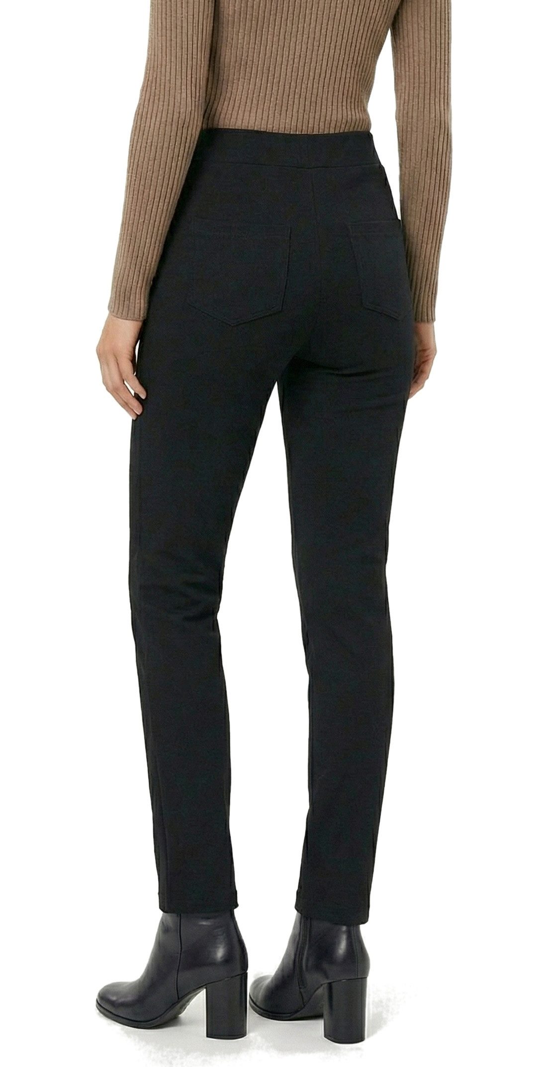 dy_mode Thermohose Damen Thermohose mit Innenfutter Schwarz Winterhose mit Glitzer in Unifarbe, Middel Waist, mit Innenfutter, mit elastischem Bund