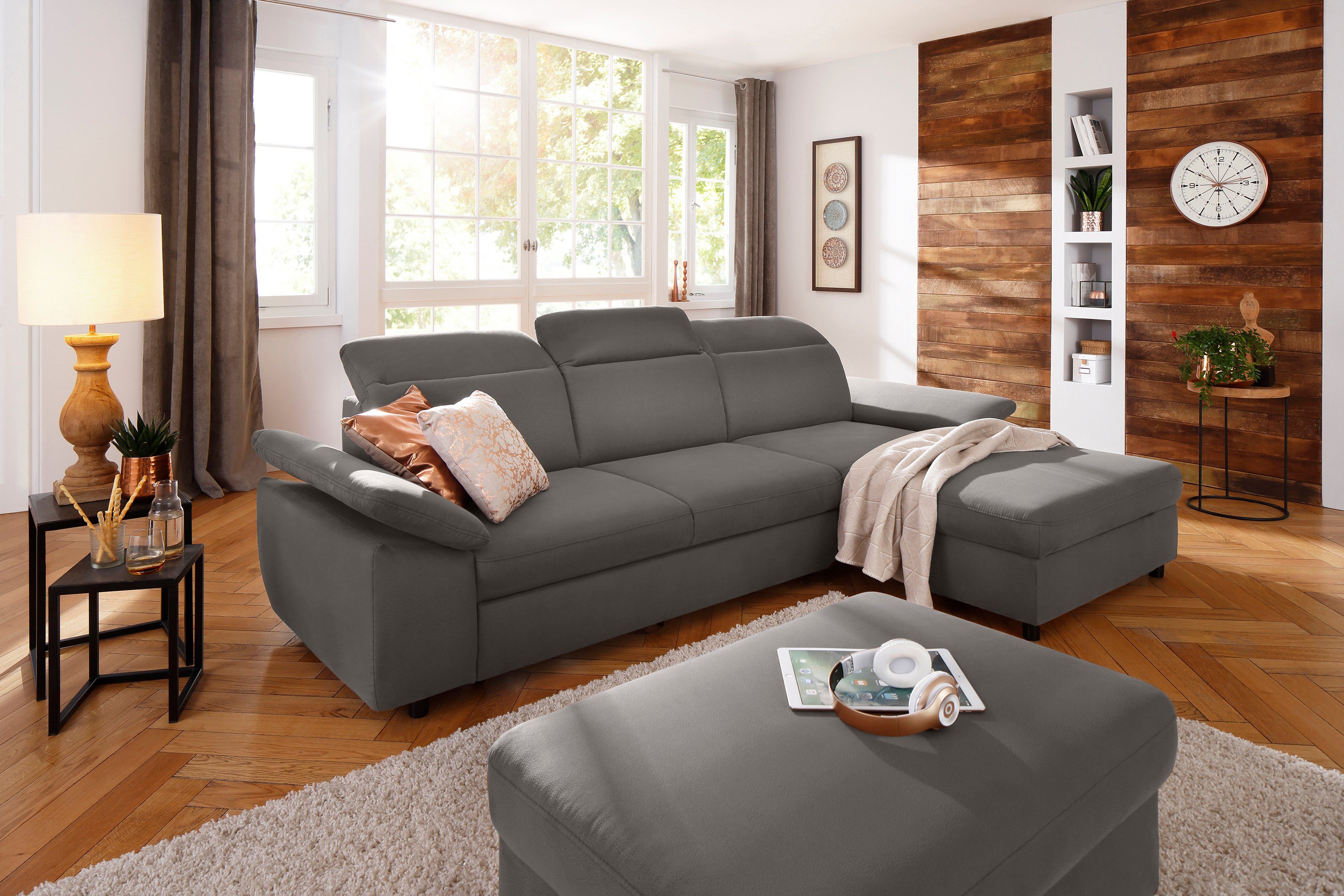 Home affaire Ecksofa Mauritius L-Form, mit Kopfteil- und Armlehnverstellung, mit Bettfunktion und Bettkasten