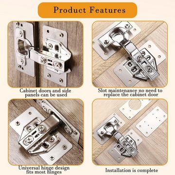 Olotos Möbelbeschlag Scharniere Scharnier Schrankscharniere Küchenschrank Türscharniere (8 St), reparaturset Reparaturplatten mit Schrauben für Schrank Möbel Fenster