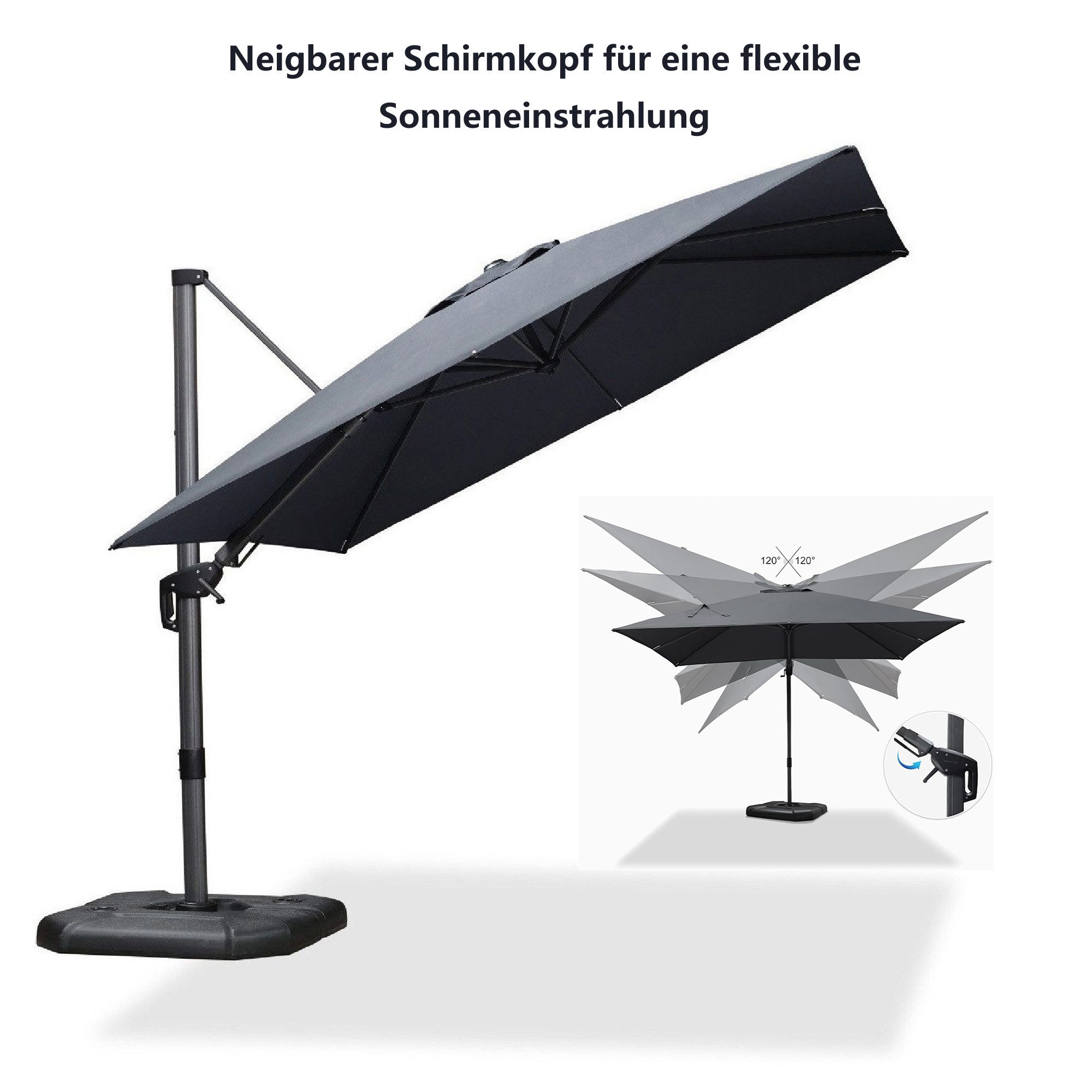 PURPLE LEAF Ampelschirm Quadratischer Terrassenschirm, Seitlich günstig online kaufen