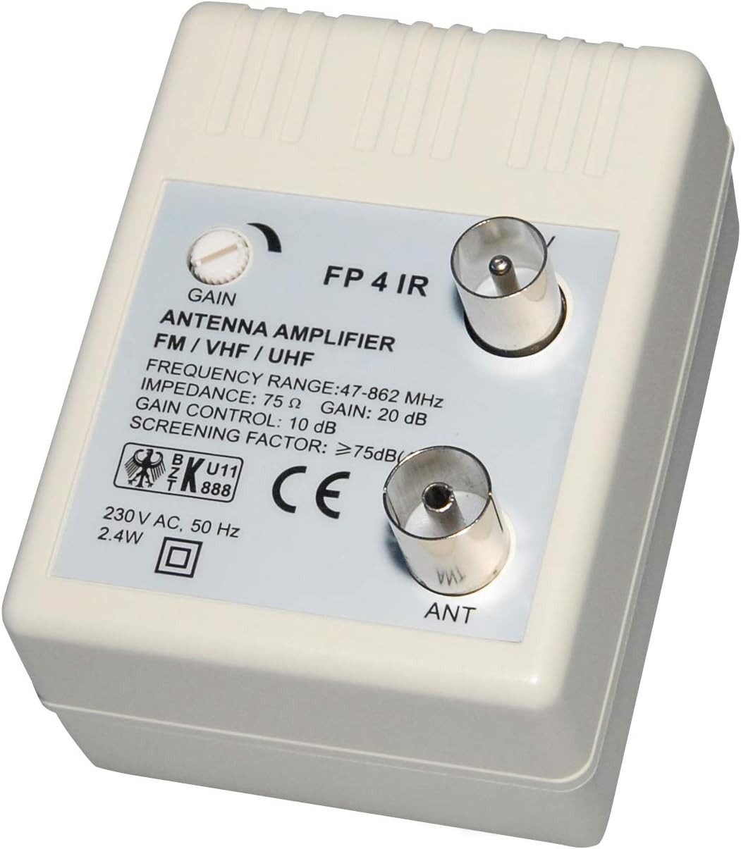 Transmedia Stecker Antennenverstärker (47-862MHz, Verstärkung 20dB, regelbar SAT-Kabel