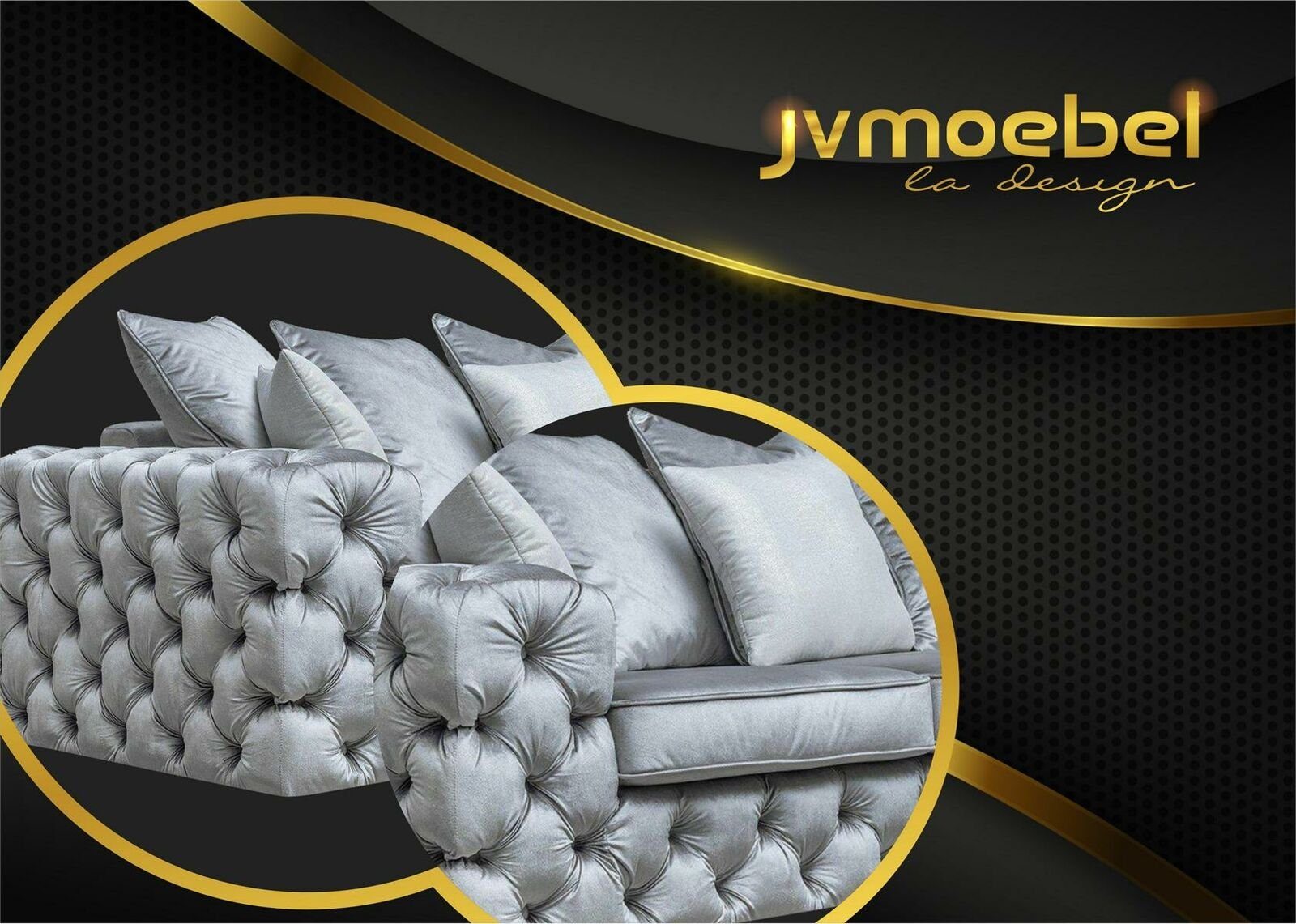 Textil JVmoebel Ecksofa Sofa Grau Polster Ecksofa, Couch Chesterfield L-Form Garnitur