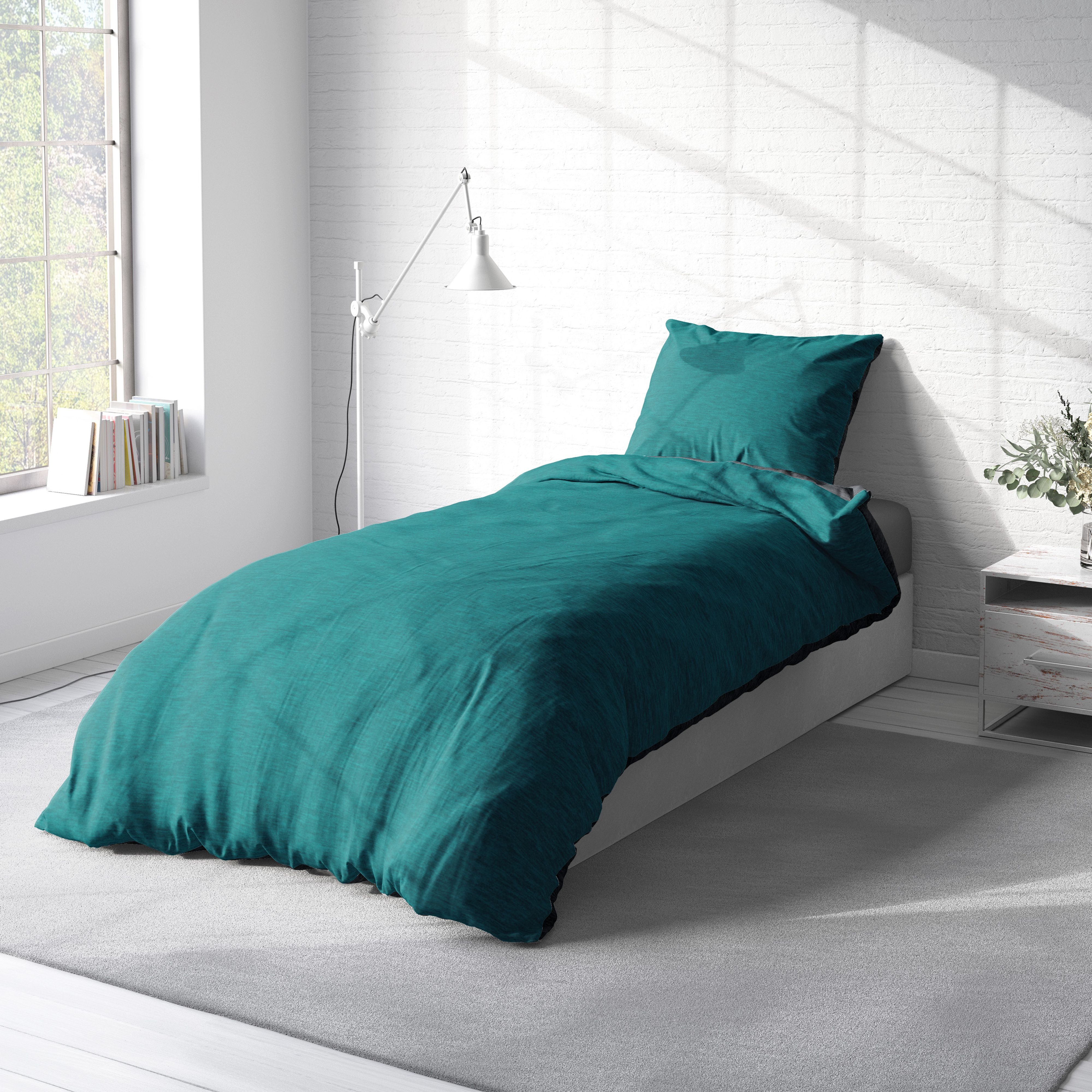 One Home Bettwäsche Wende Melange, Flanell, 2 teilig, meliert, Baumwolle kuschelig warm weich Biber Winter – Bild 3 von 5