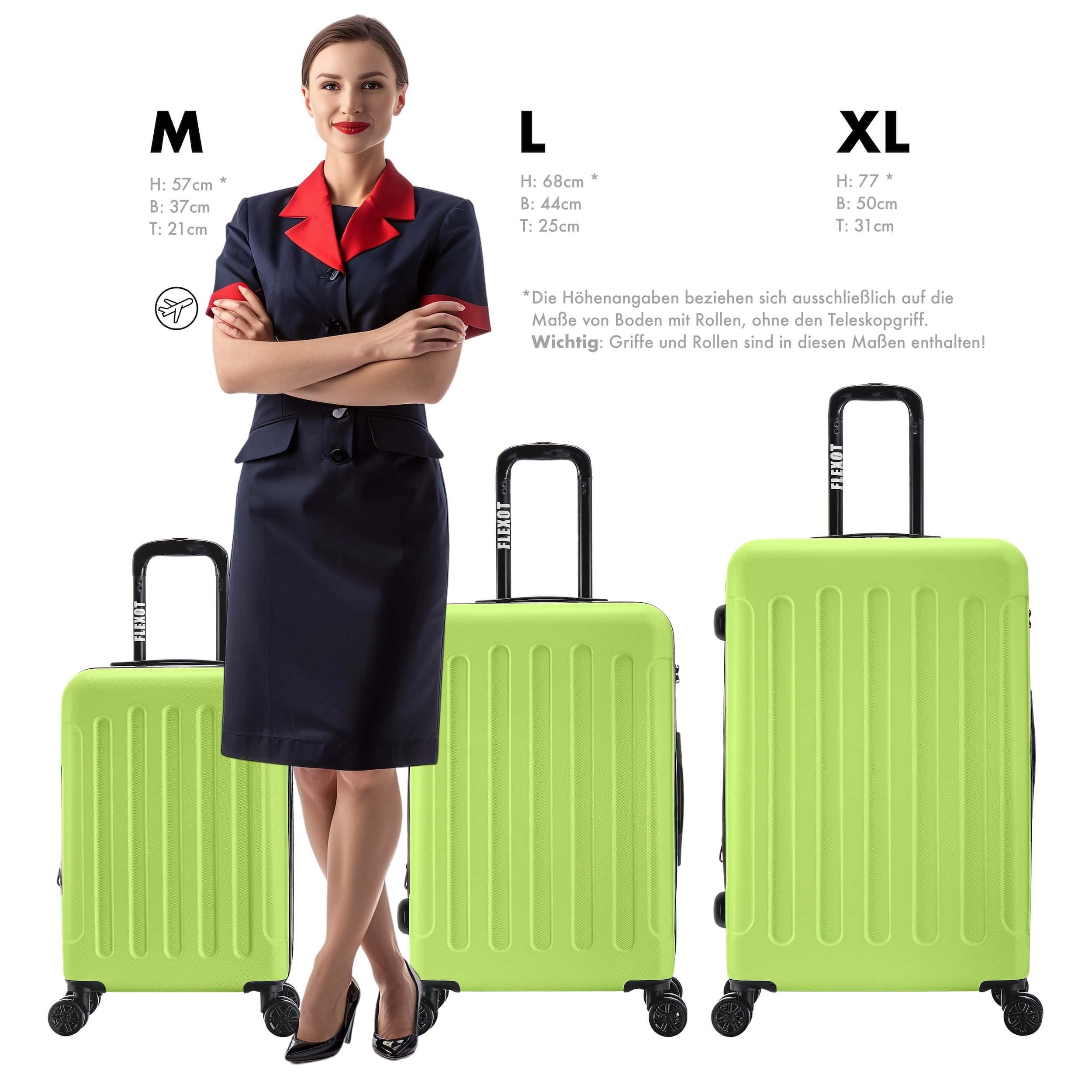 Flexot Hartschalen-Trolley F-3045 (Gr. M, L, XL) – Kofferset – ABS-Hartschale, 4 Rollen, Robuster und moderner Koffer mit vier 360° Rollen und Zahlenschloss – Bild 2 von 5