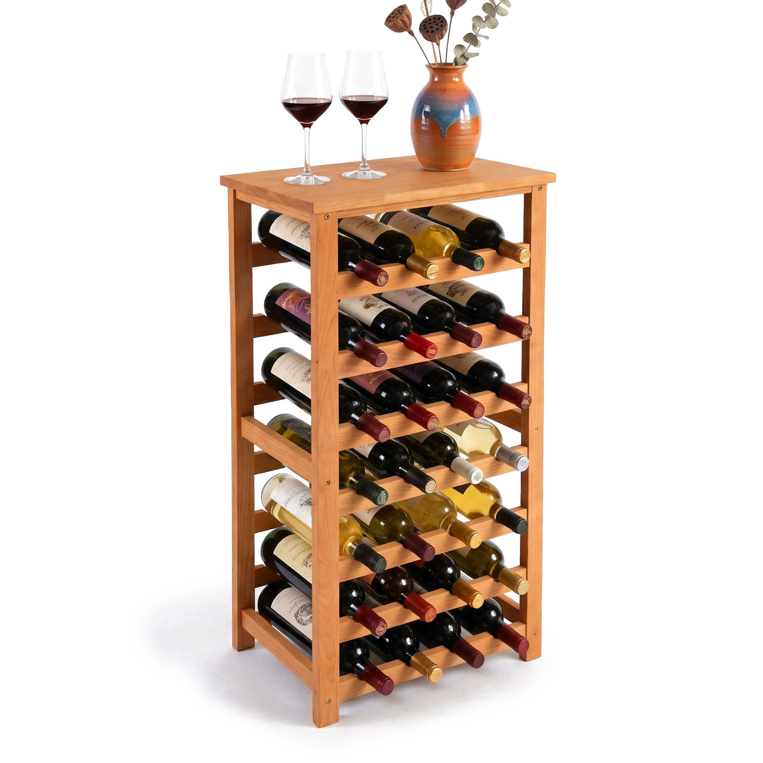 relaxdays Weinregal Walnussholz 24 Flaschen, 1-tlg., natur