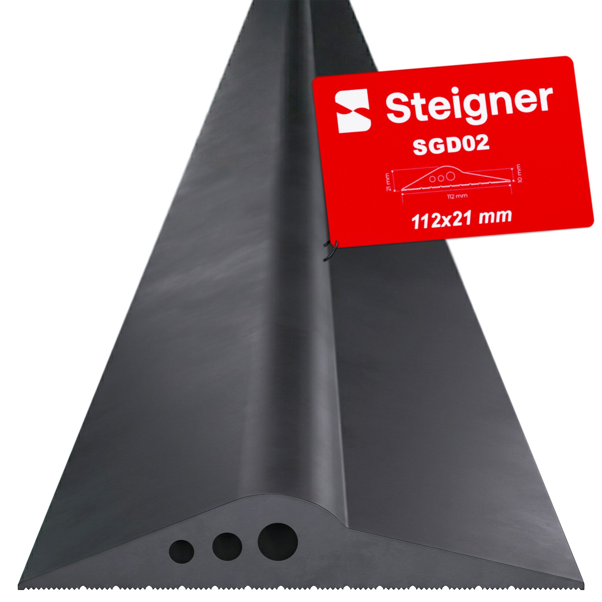 STEIGNER Dichtungsband Garagentor Bodenabdichtung 1m aus EPDM 112mm x 21mm SGD02, Türschwellendichtung für alle Torarten Zugluftstopper, Wasserbarriere