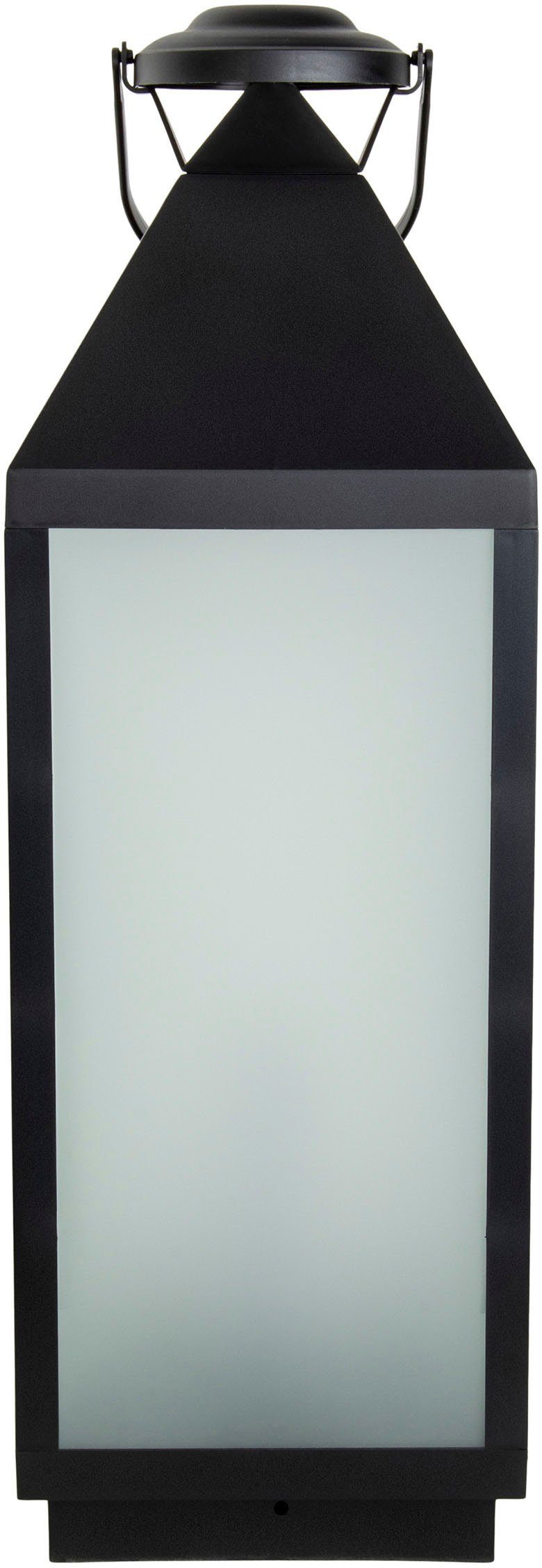 näve LED Dekolicht Doris, Ein-/Ausschalter, Timerfunktion, LED fest integriert, Warmweiß, Laterne, eckig, Flammeneffekt, Timerfunktion, schwarz, Glas matt