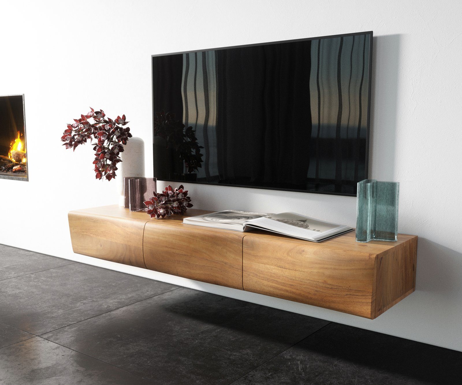 DELIFE Lowboard New, Live-Edge Akazie Natur günstig online kaufen