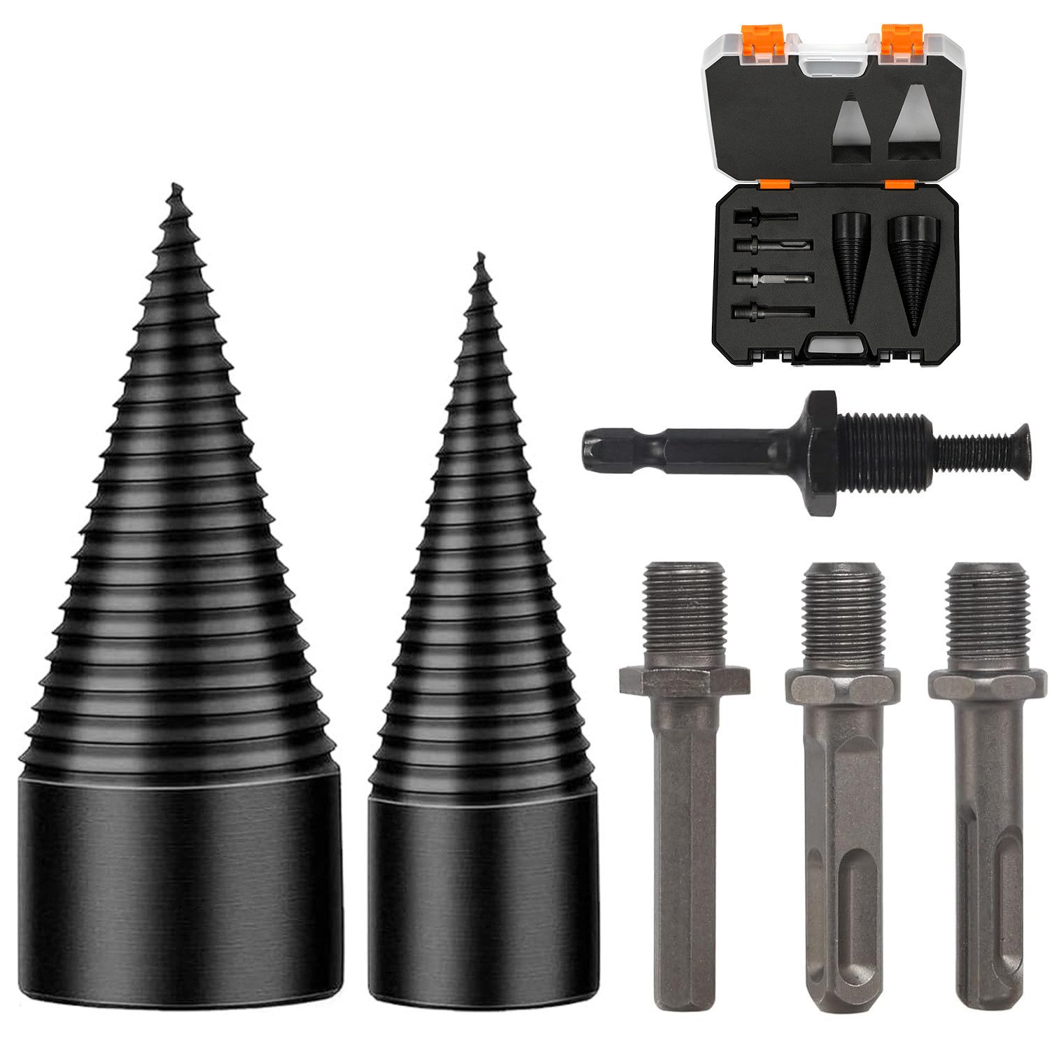 OSTWOLKE Holzspalter Kegelspalter Bohrer Drill Kegel Spaltbohrer Für Bohrmaschine 32+42mm, 6 SET