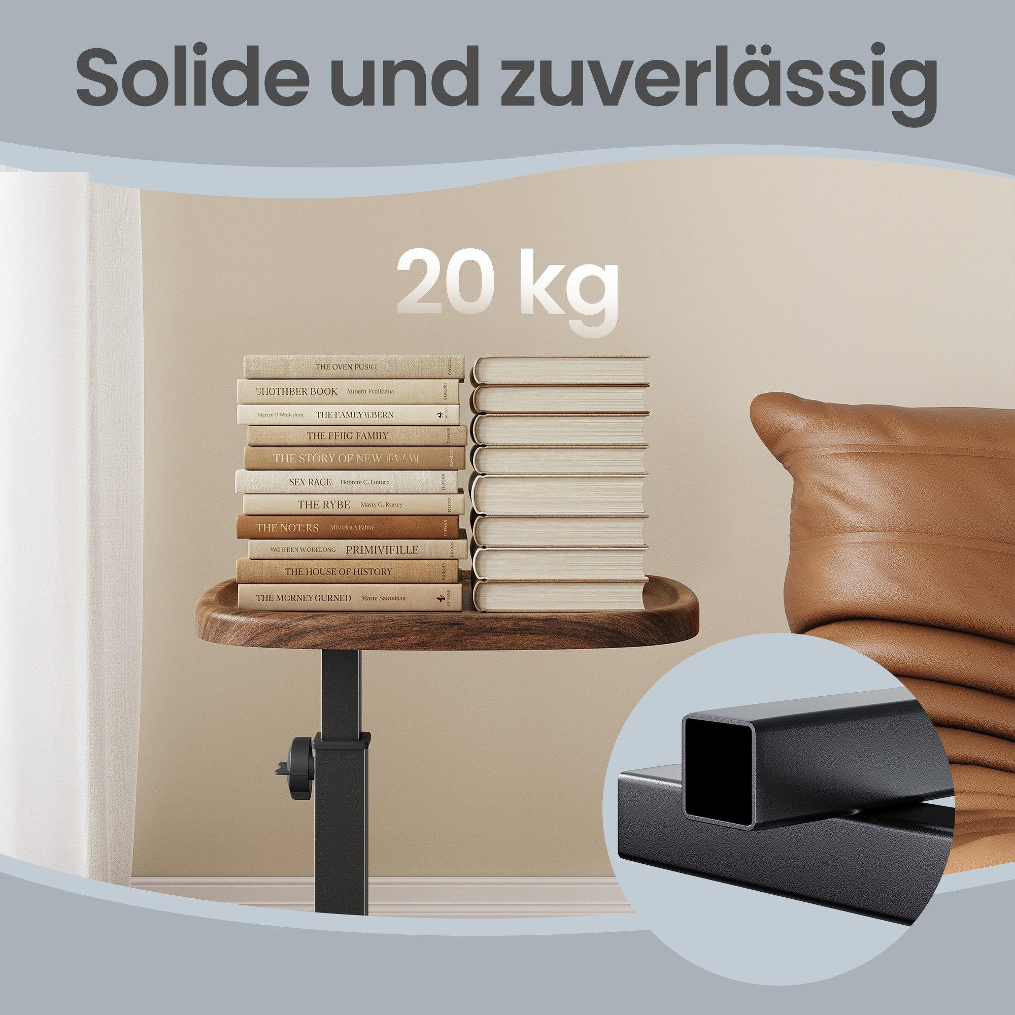 VASAGLE Beistelltisch C-Form, Couchtisch für kleine Räume, Wohnzimmertisch höhenverstellbar, Sofatisch, Wohnzimmer Schlafzimmer, 30 x 40 x 69 cm