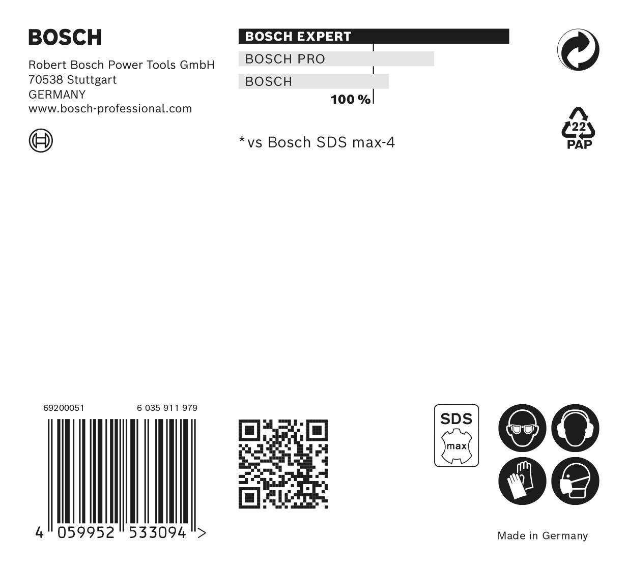 BOSCH - Expert SDS x mm max-8X, 600 x Hammerbohrer Universalbohrer 22 720