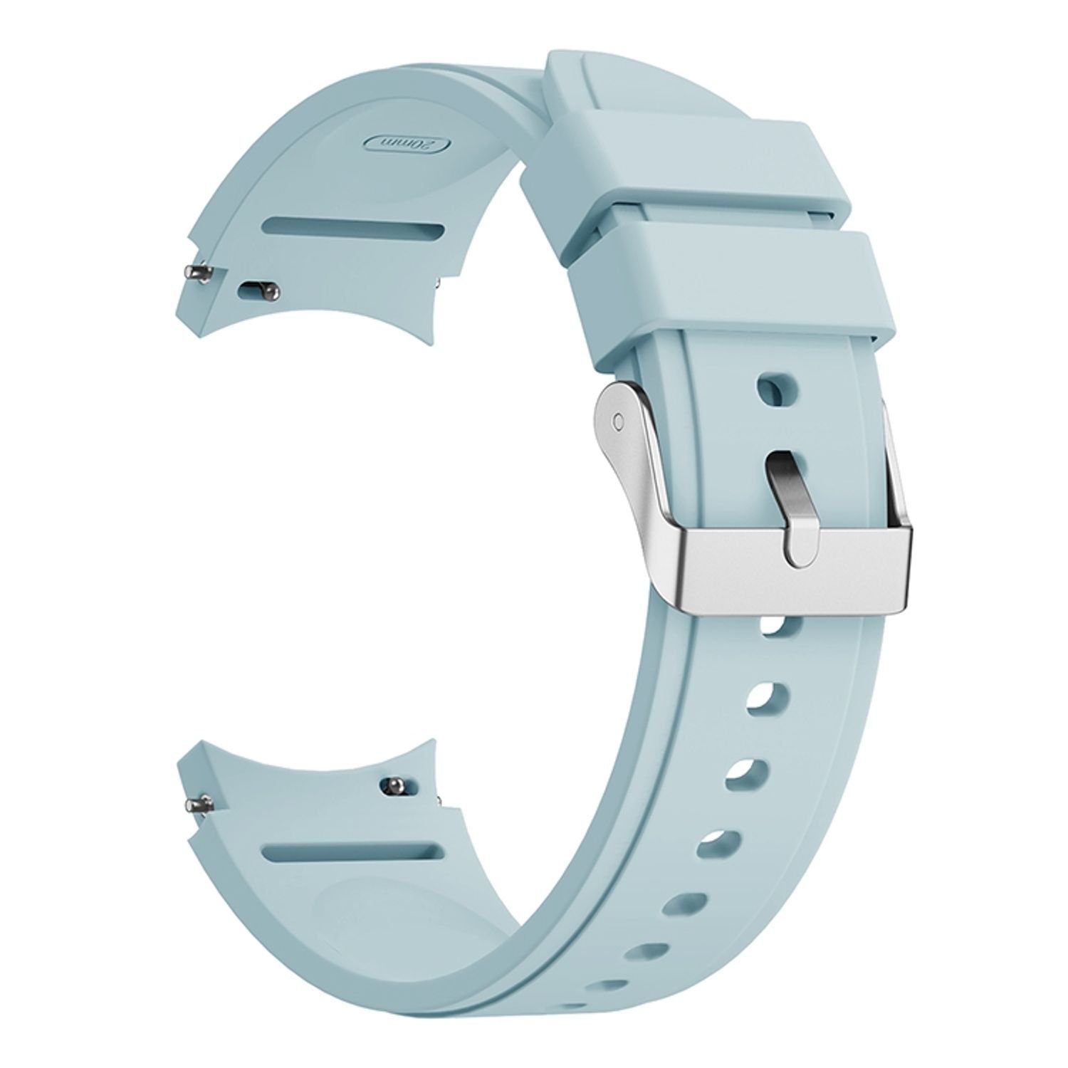 König Design Smartwatch-Armband Samsung Galaxy Watch 4 Classic 46mm, Smartwatch-Armband für Samsung Galaxy Watch 4 Classic 46mm Sport Ersatz Armband Silikon Hellblau