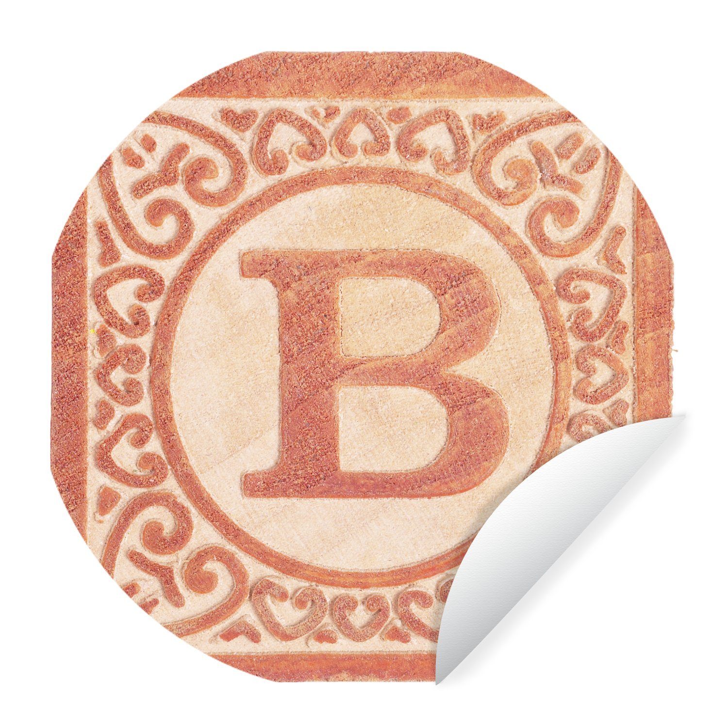 MuchoWow Wandsticker Stempel des Buchstabens B (1 St), Tapetenkreis für Kinderzimmer, Tapetenaufkleber, Rund, Wohnzimmer