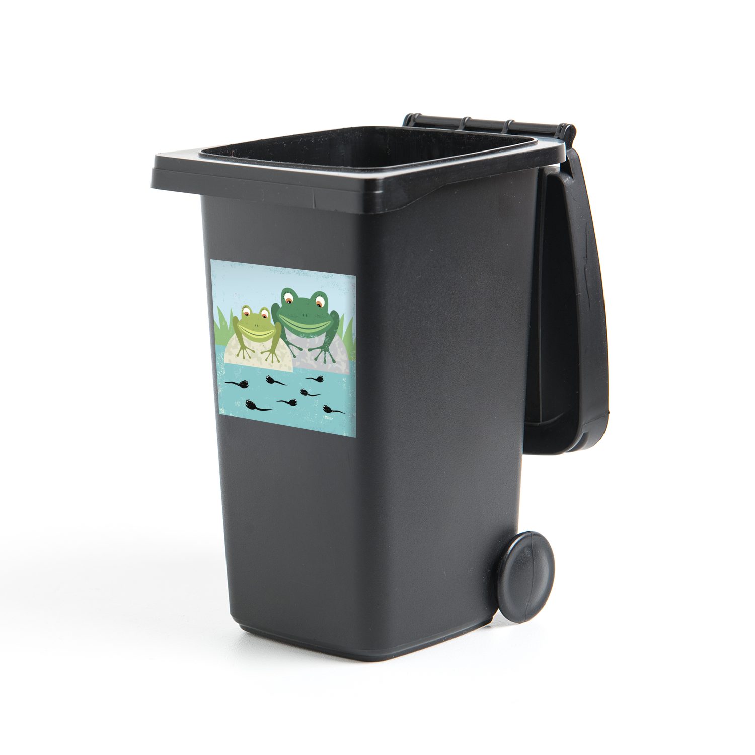 Stein Mülleimer-aufkleber, (1 - Abfalbehälter Wandsticker Container, Wasser Mülltonne, Frösche Sticker, - St), MuchoWow
