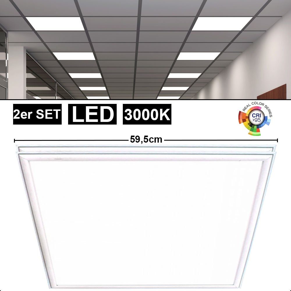 etc-shop LED Deckenleuchte, LED-Leuchtmittel fest verbaut, Warmweiß, 2er Set LED Einbau Panel Decken Strahler Lampen weiß Büro