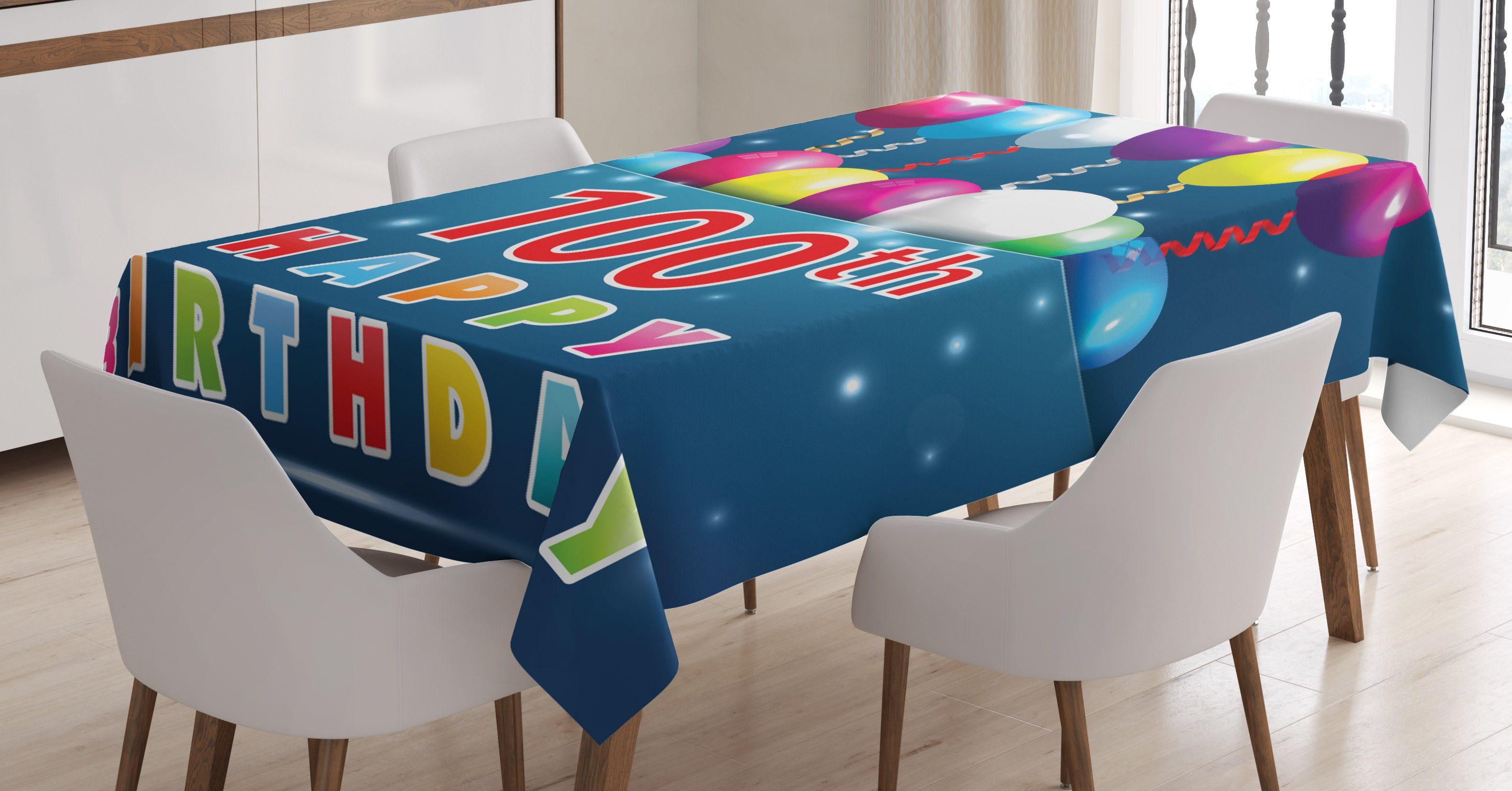 Abakuhaus Tischdecke Farbfest Waschbar Für den Außen Bereich geeignet Klare Farben, Blau Ballone auf Sterne