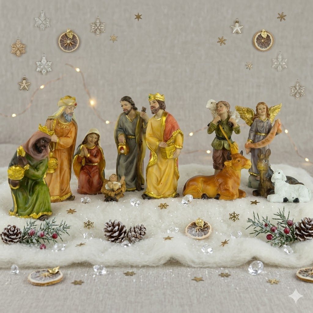 dekoprojekt Krippenfigur Krippenfiguren 12-tlg. K 650-9 (Set, 12 St., 12-tlg), handbemalte Krippenfiguren