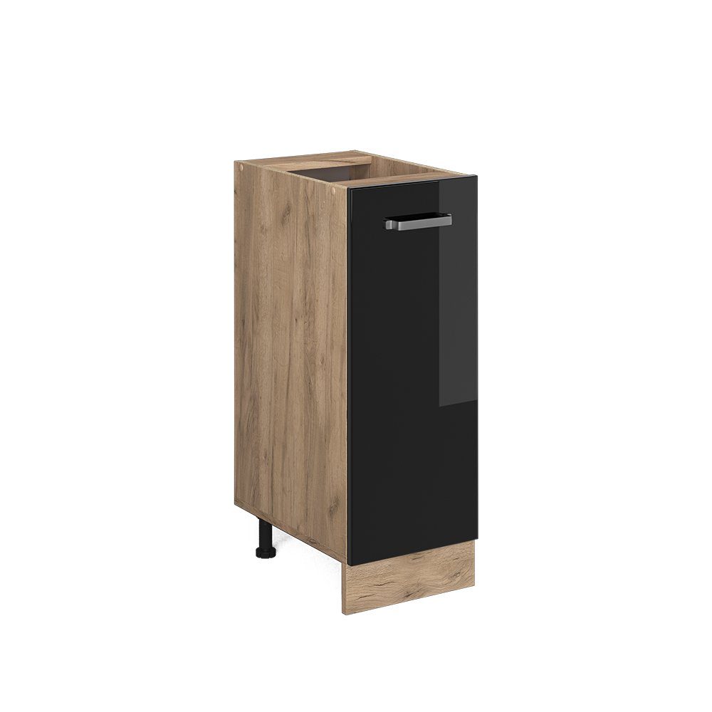 Vicco Apothekerschrank R-Line Schwarz Hochglanz/Goldkraft Eiche 30 cm ohne günstig online kaufen